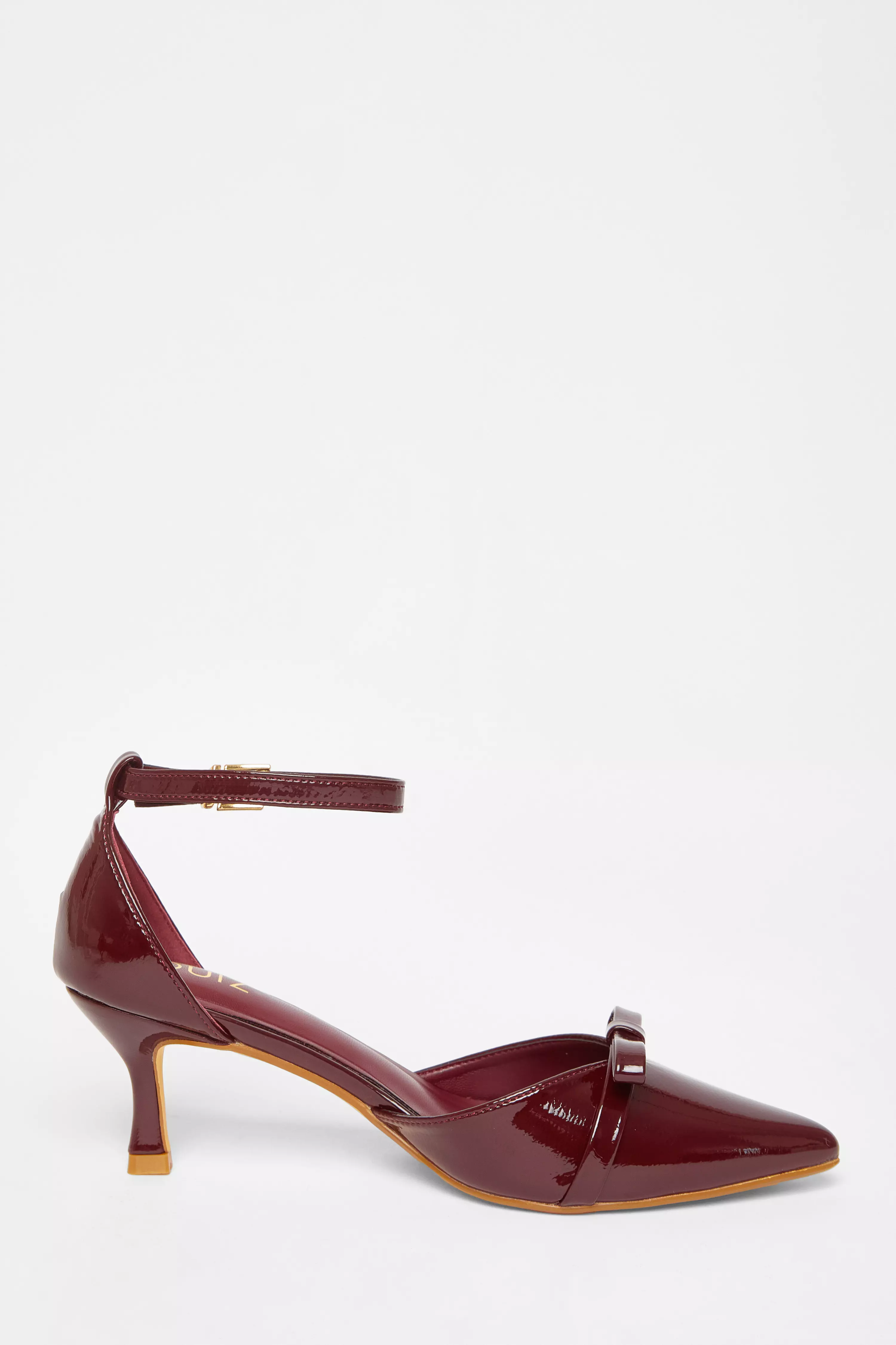 Dark Red Patent Bow Court Heels