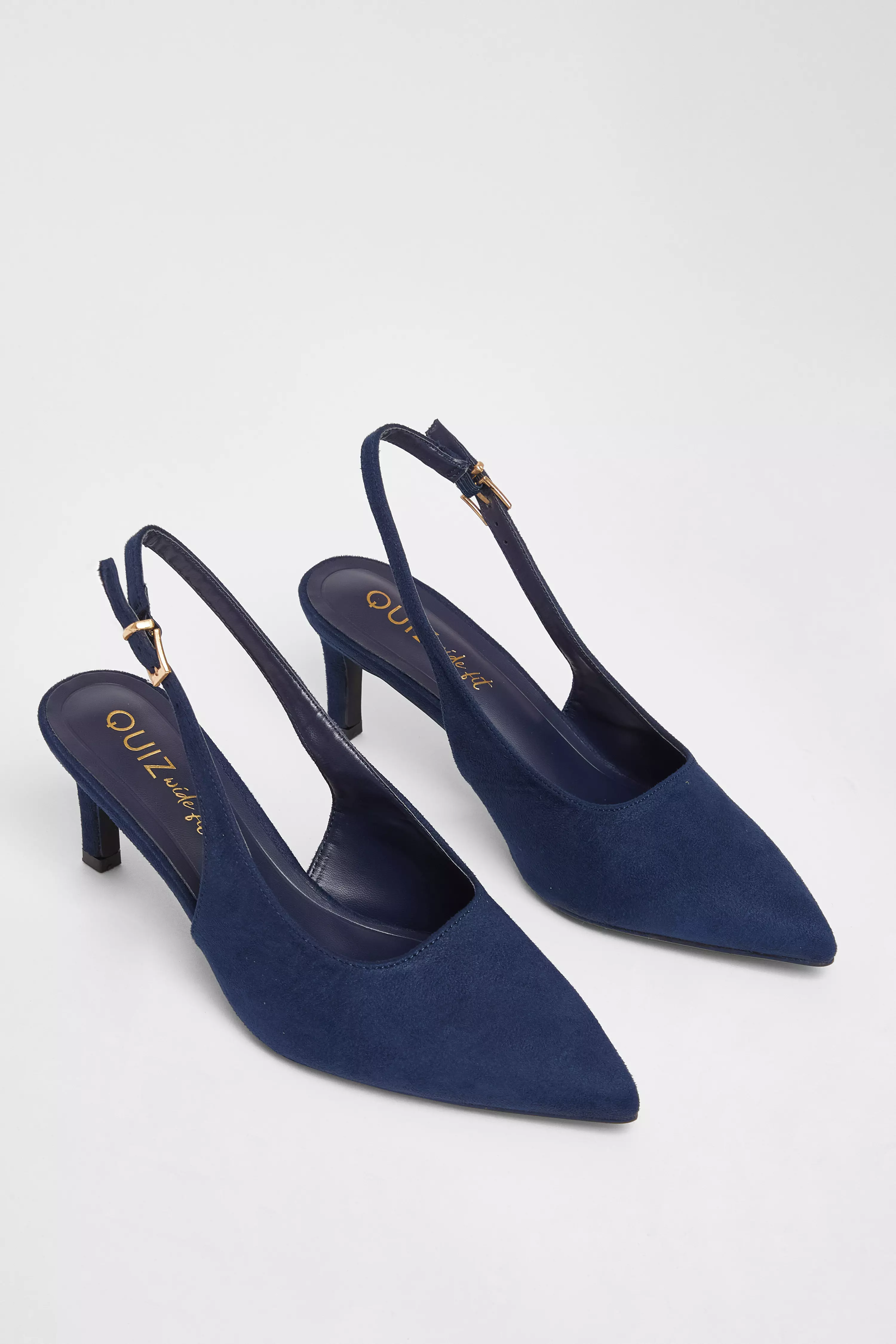 Wide Fit Navy Slingback Court Heels