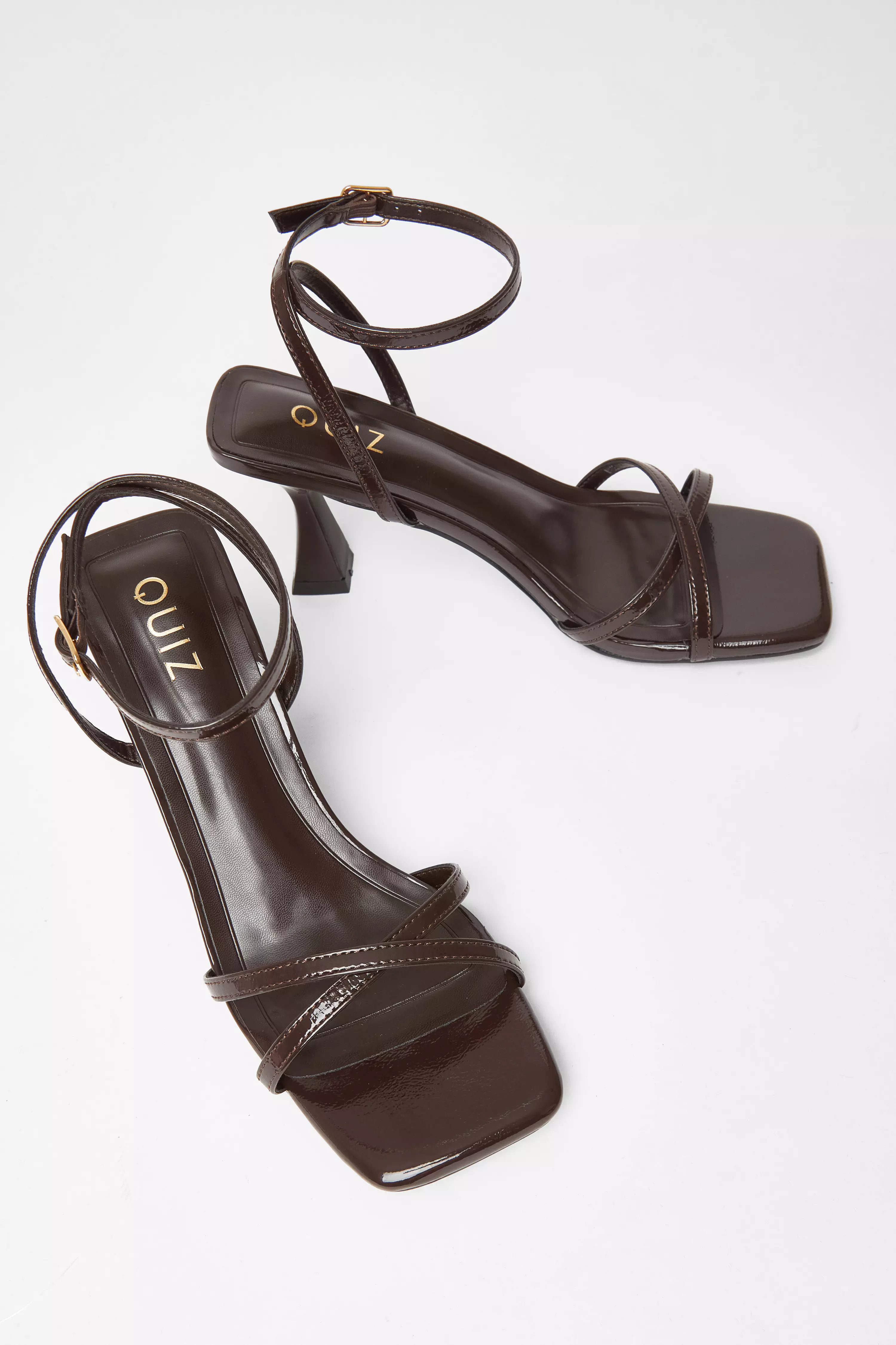 Brown Patent Flared Heels