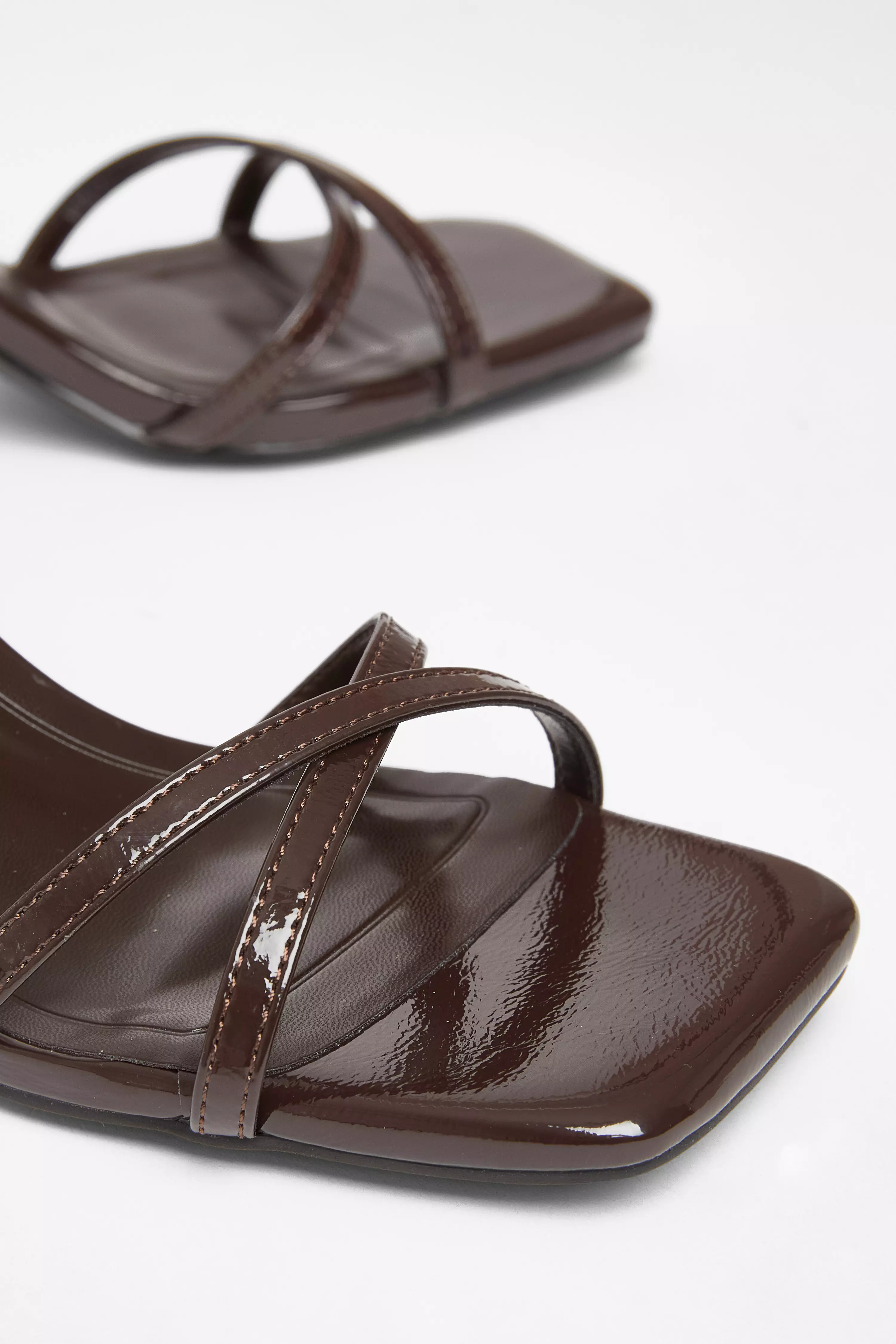Brown Patent Flared Heels