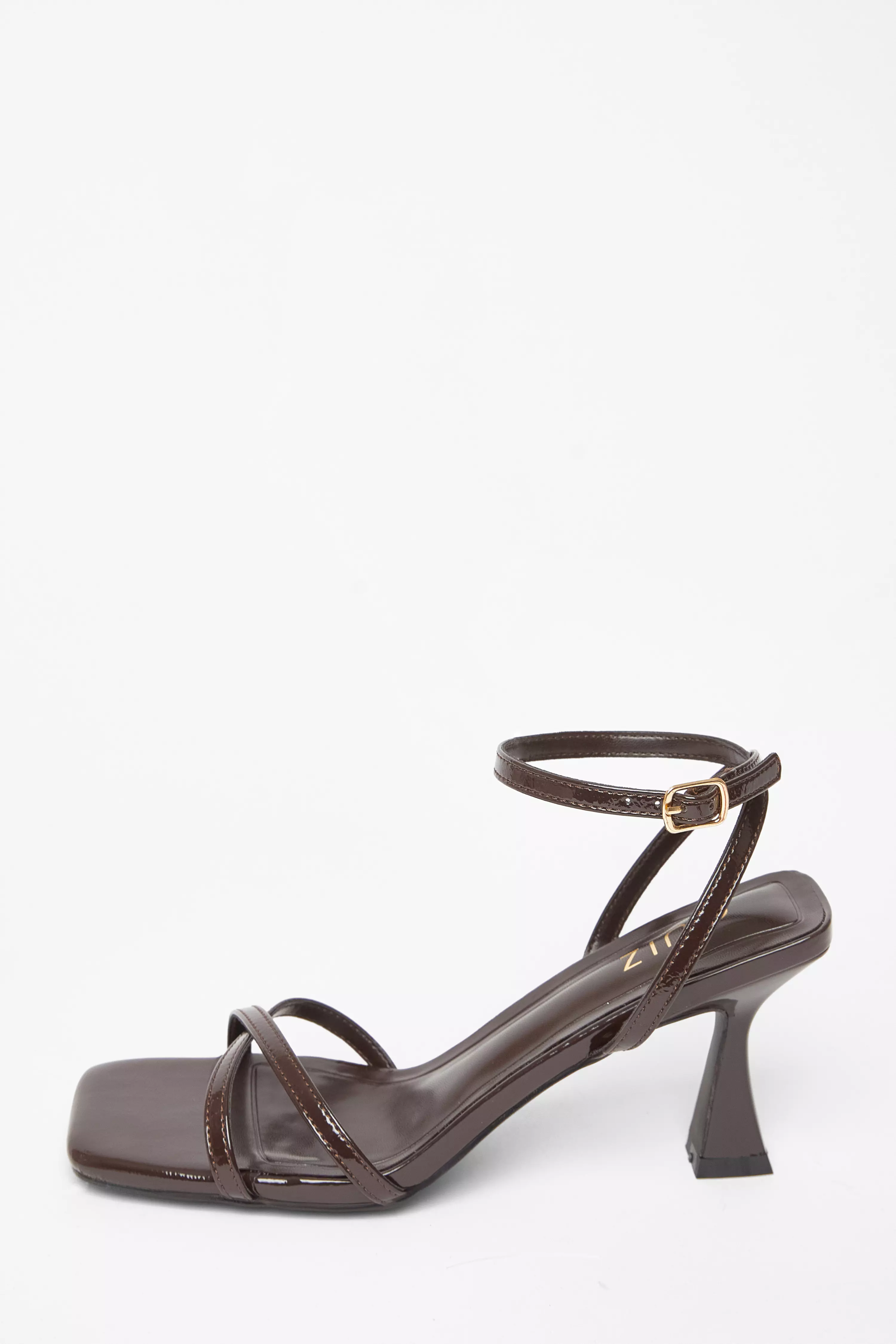 Brown Patent Flared Heels