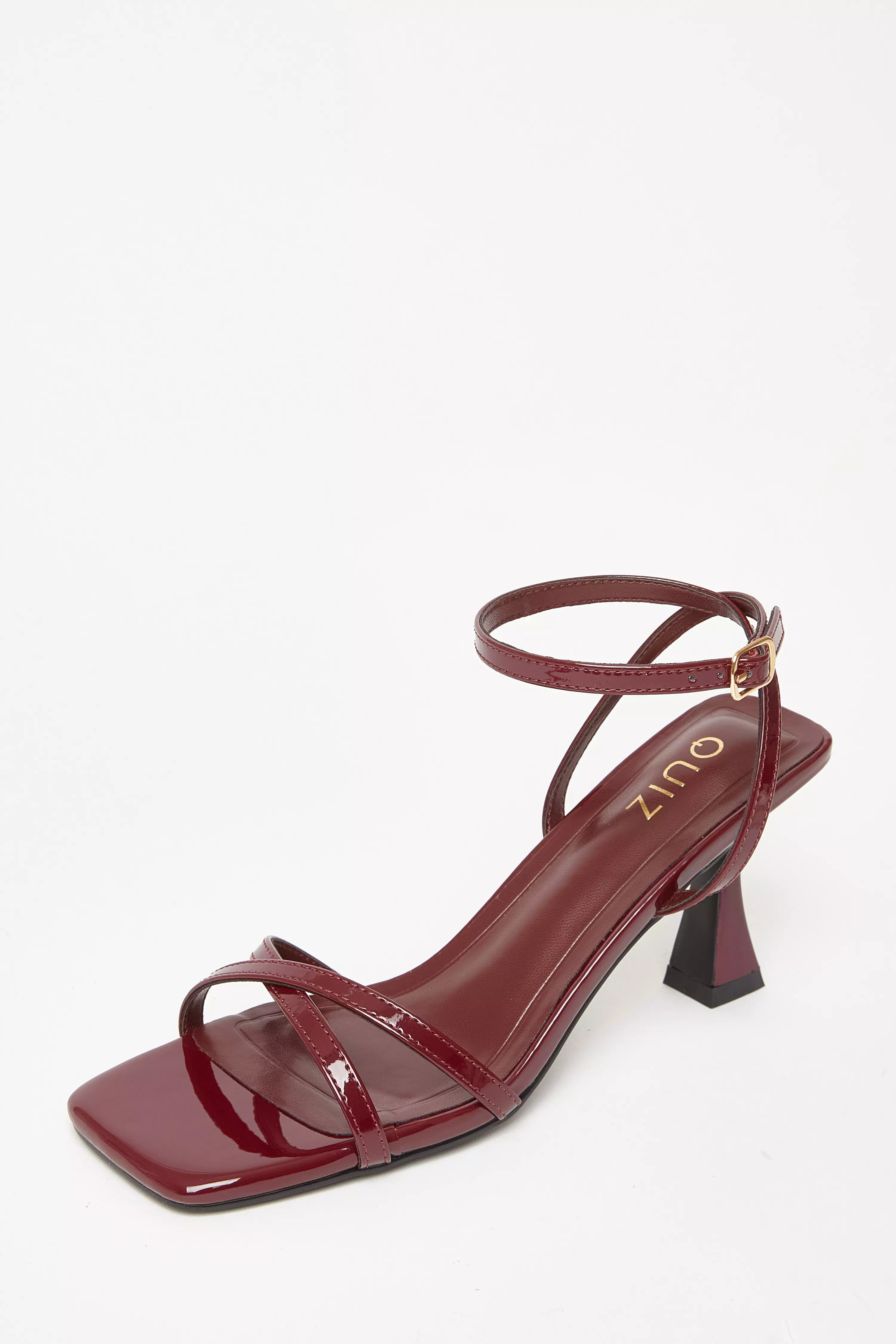 Dark Red Patent Flared Heels