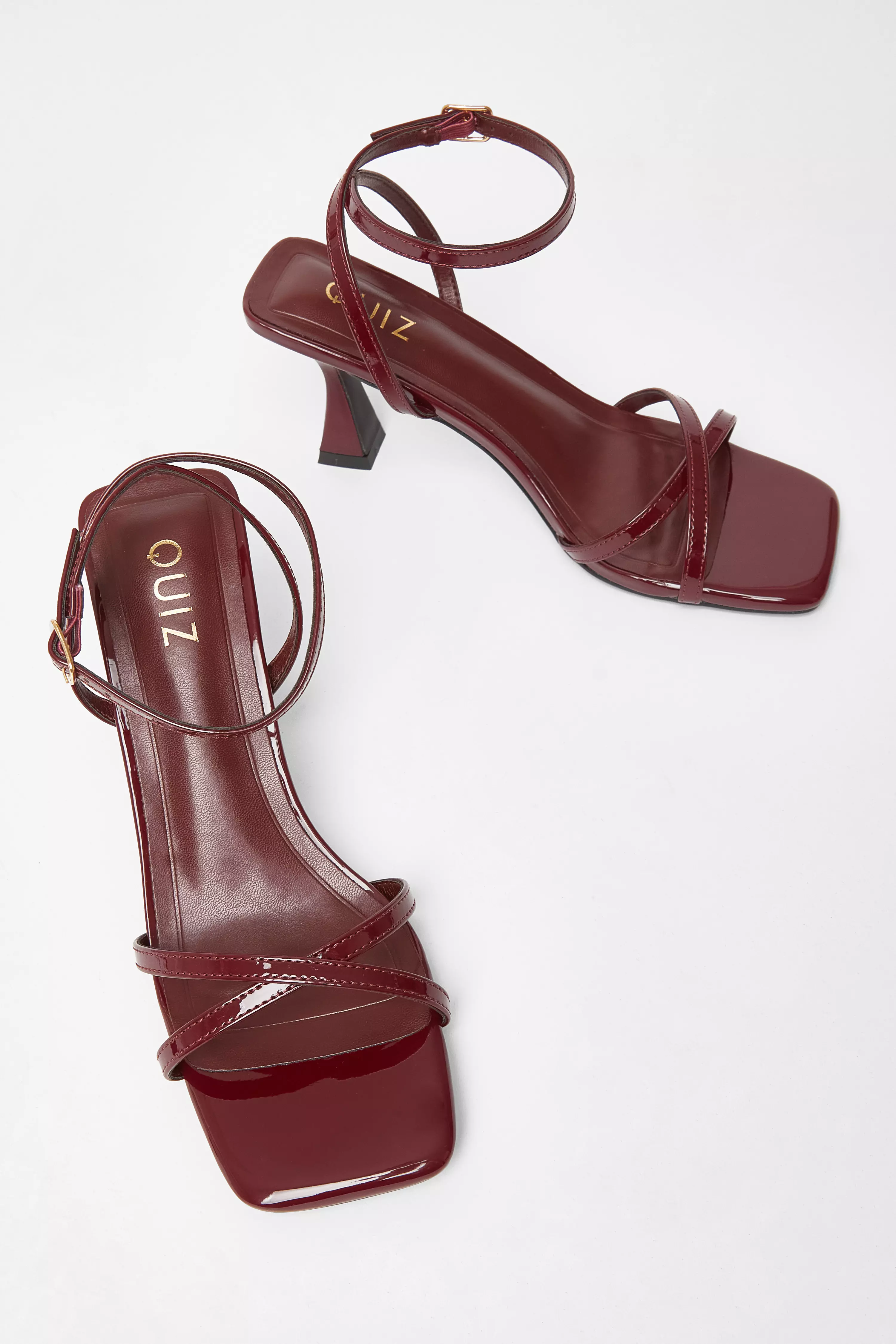 Dark Red Patent Flared Heels