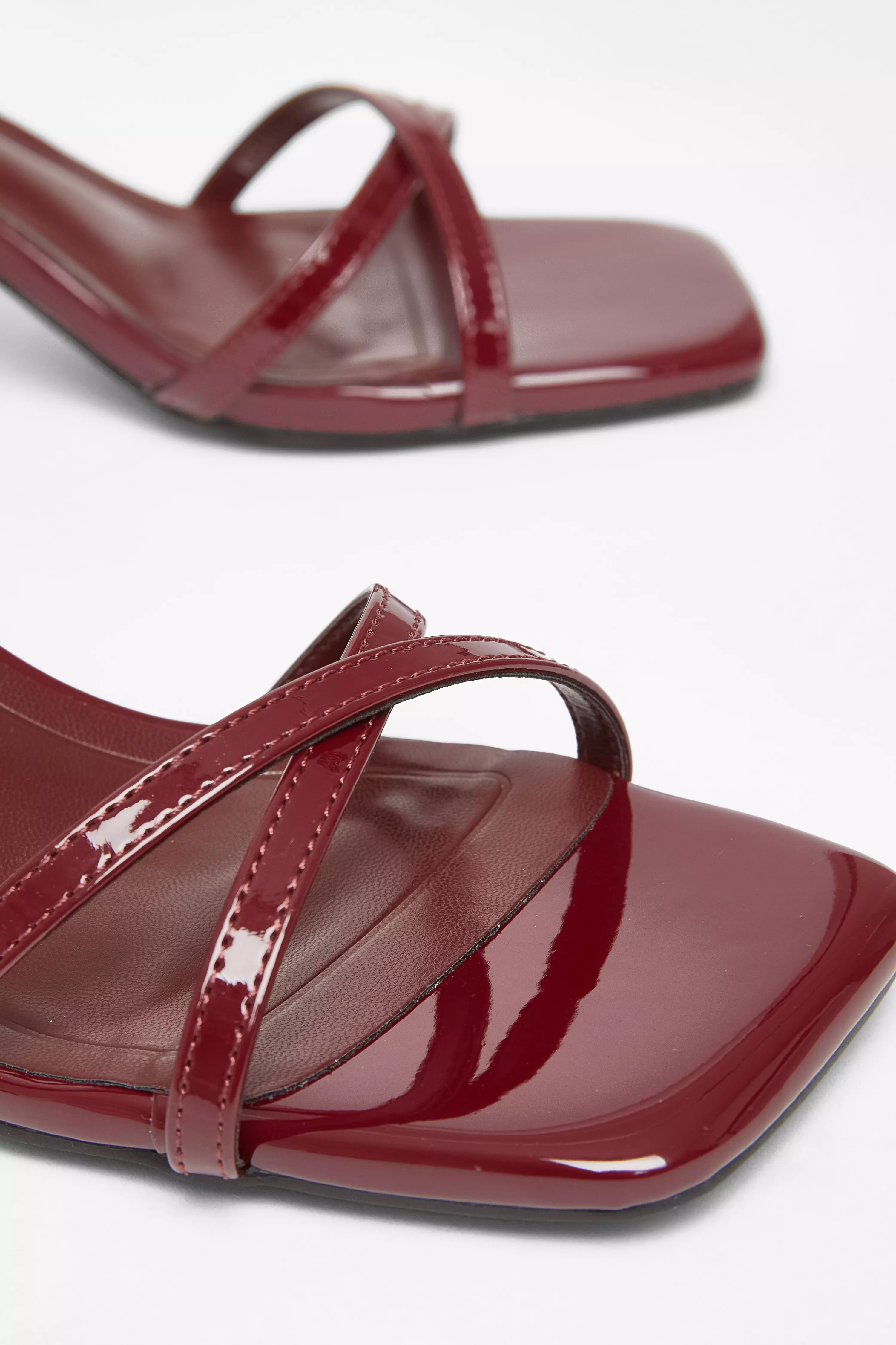 Dark Red Patent Flared Heels