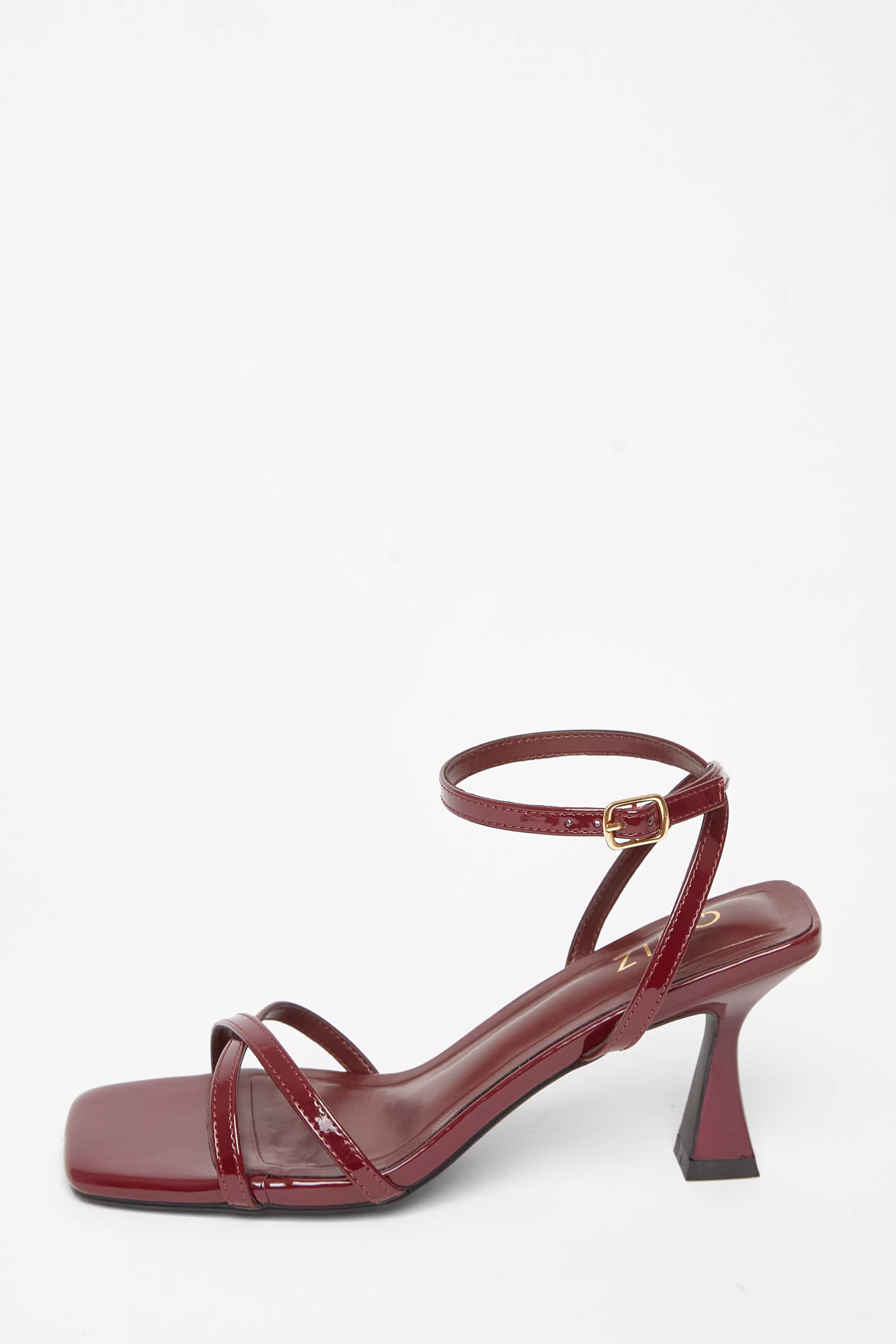 Dark Red Patent Flared Heels