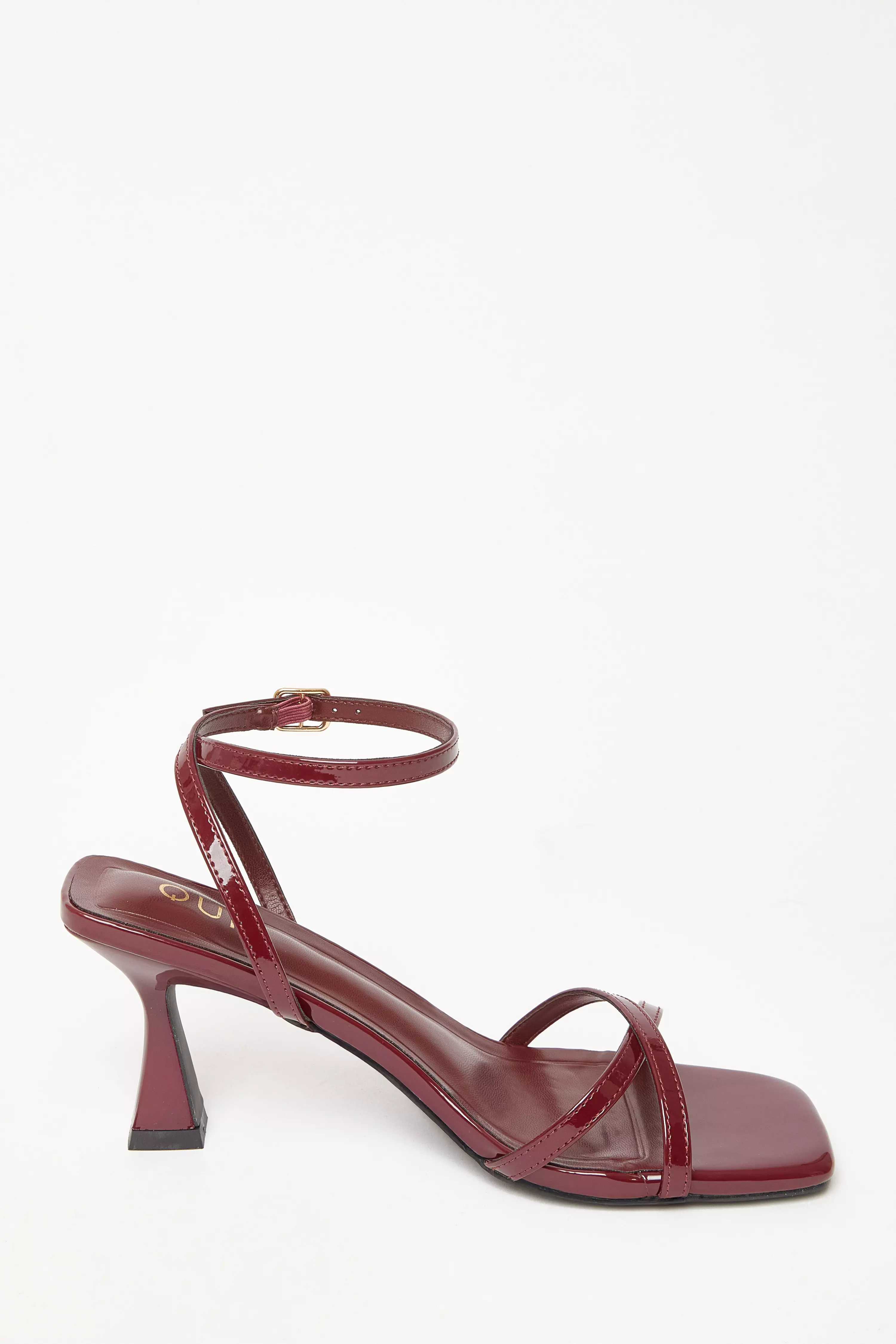 Dark Red Patent Flared Heels