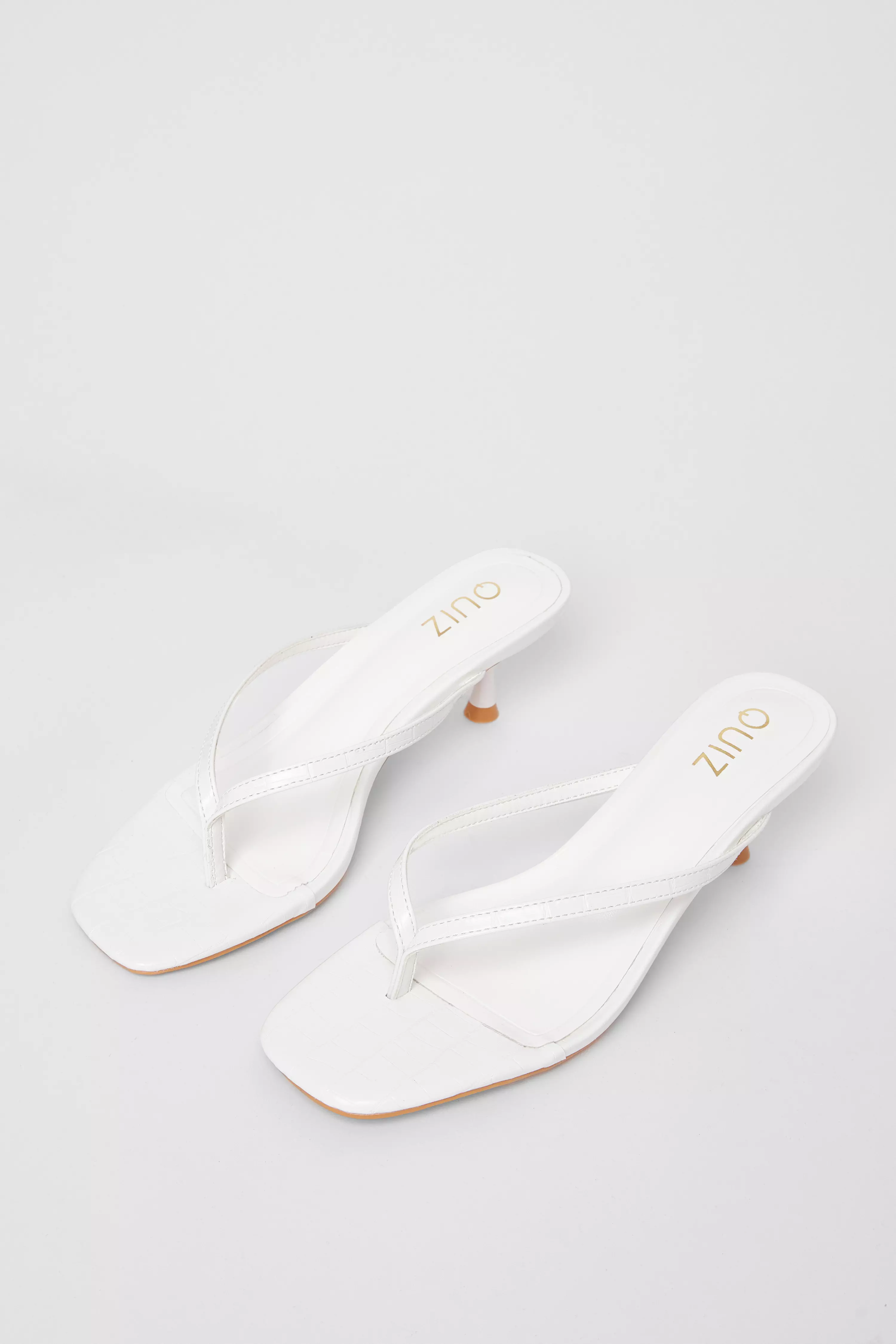 White Toe Post Heels