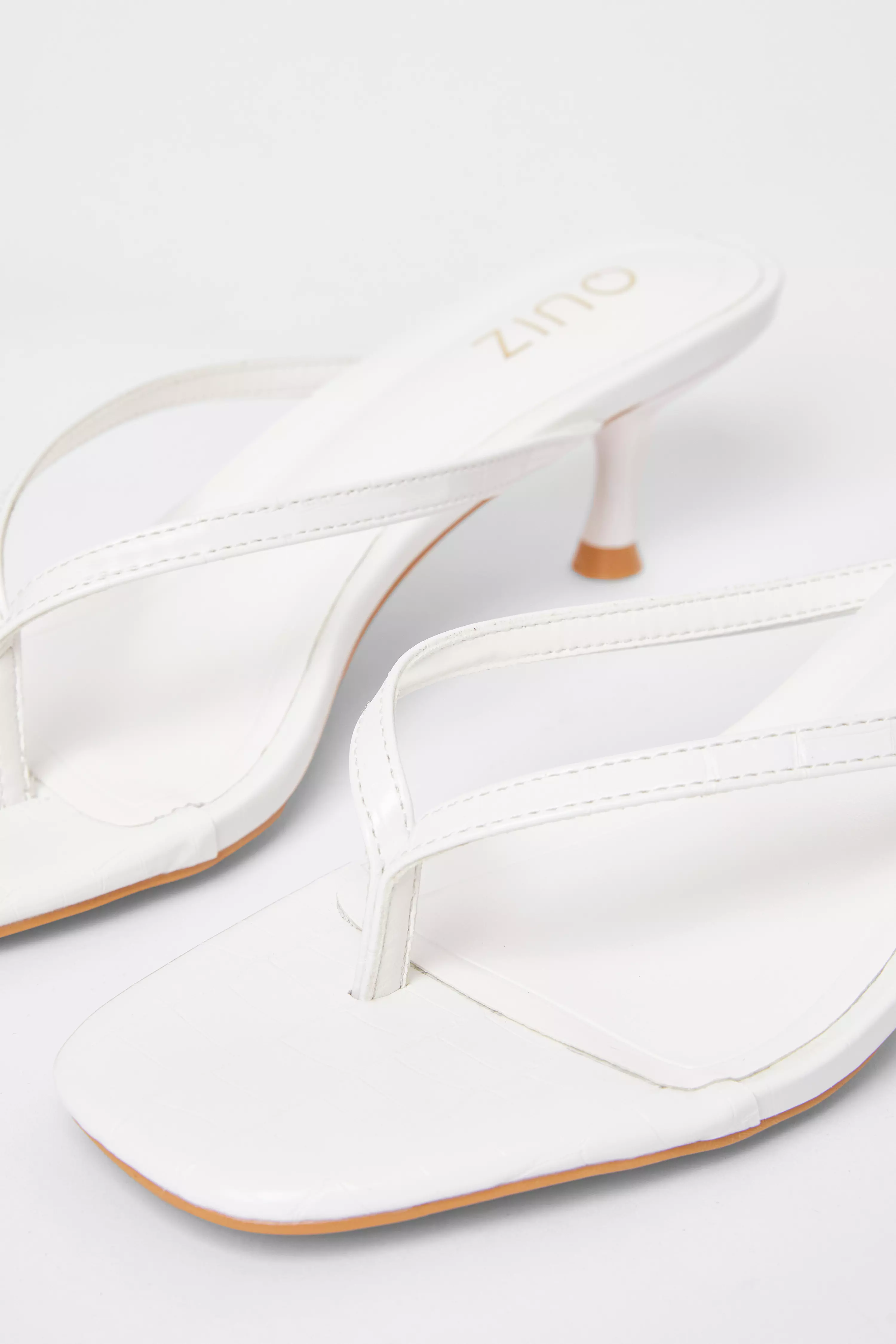 White Toe Post Heels