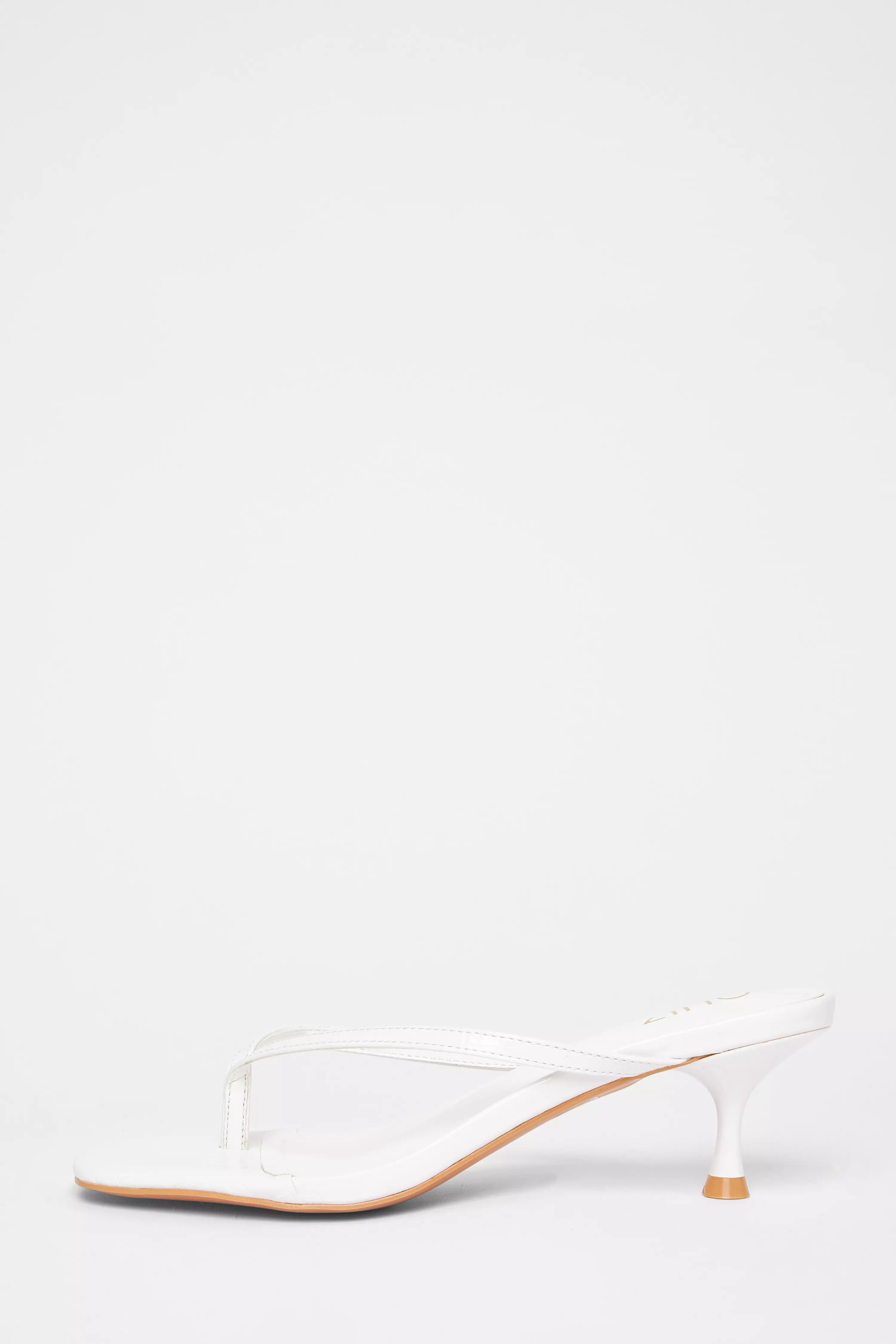 White Toe Post Heels