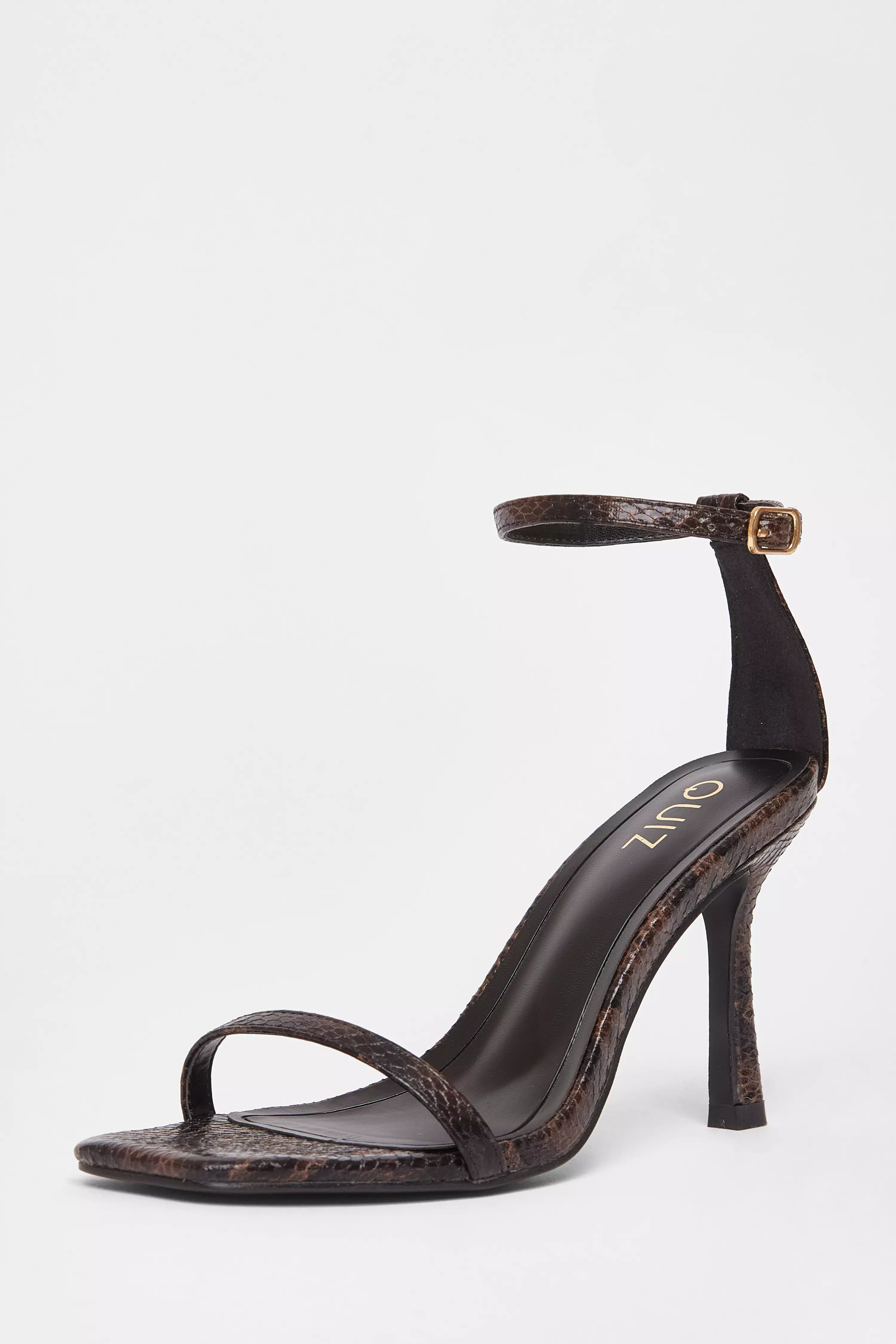 Brown Snake Print Barely There Heels 