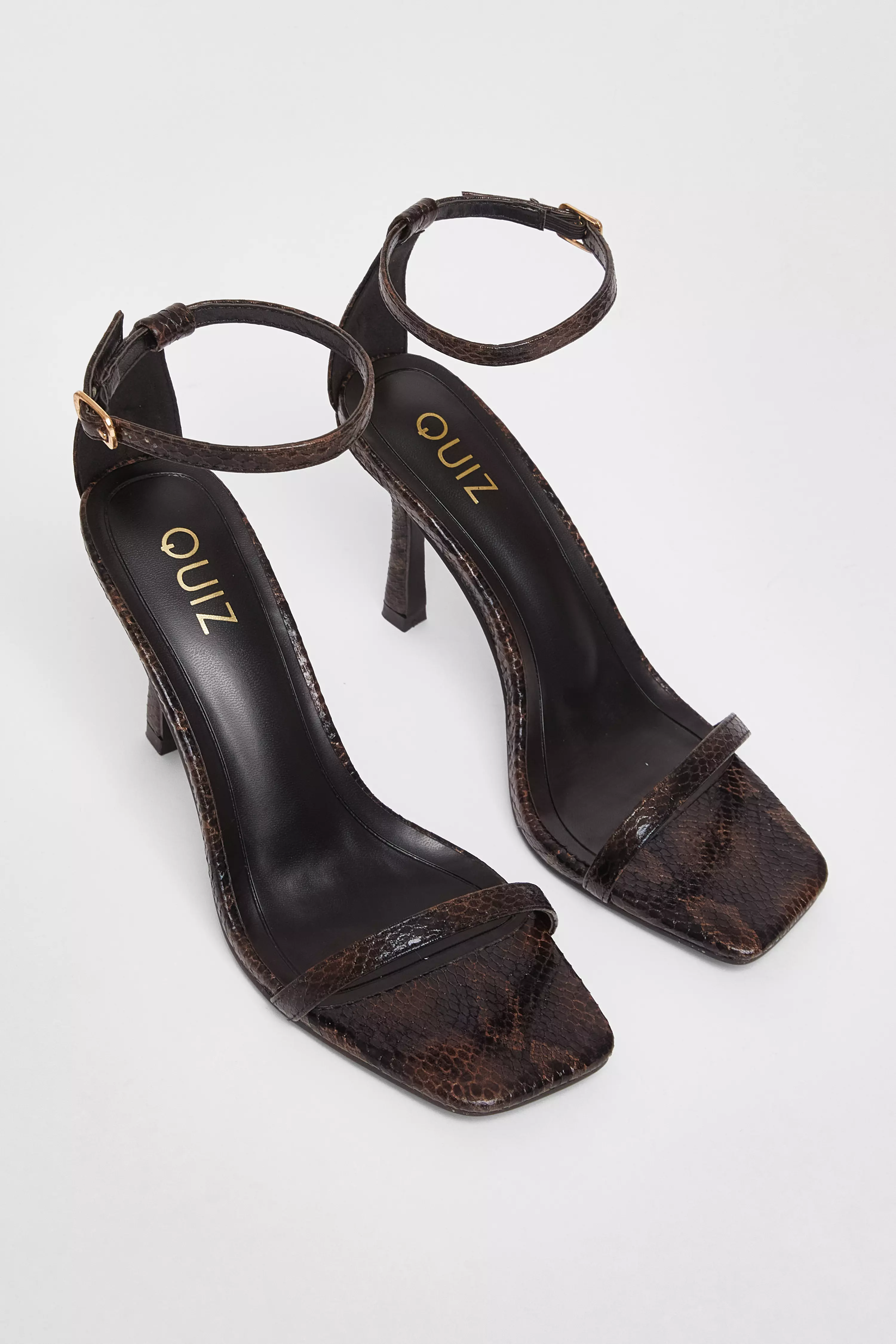 Brown Snake Print Barely There Heels 