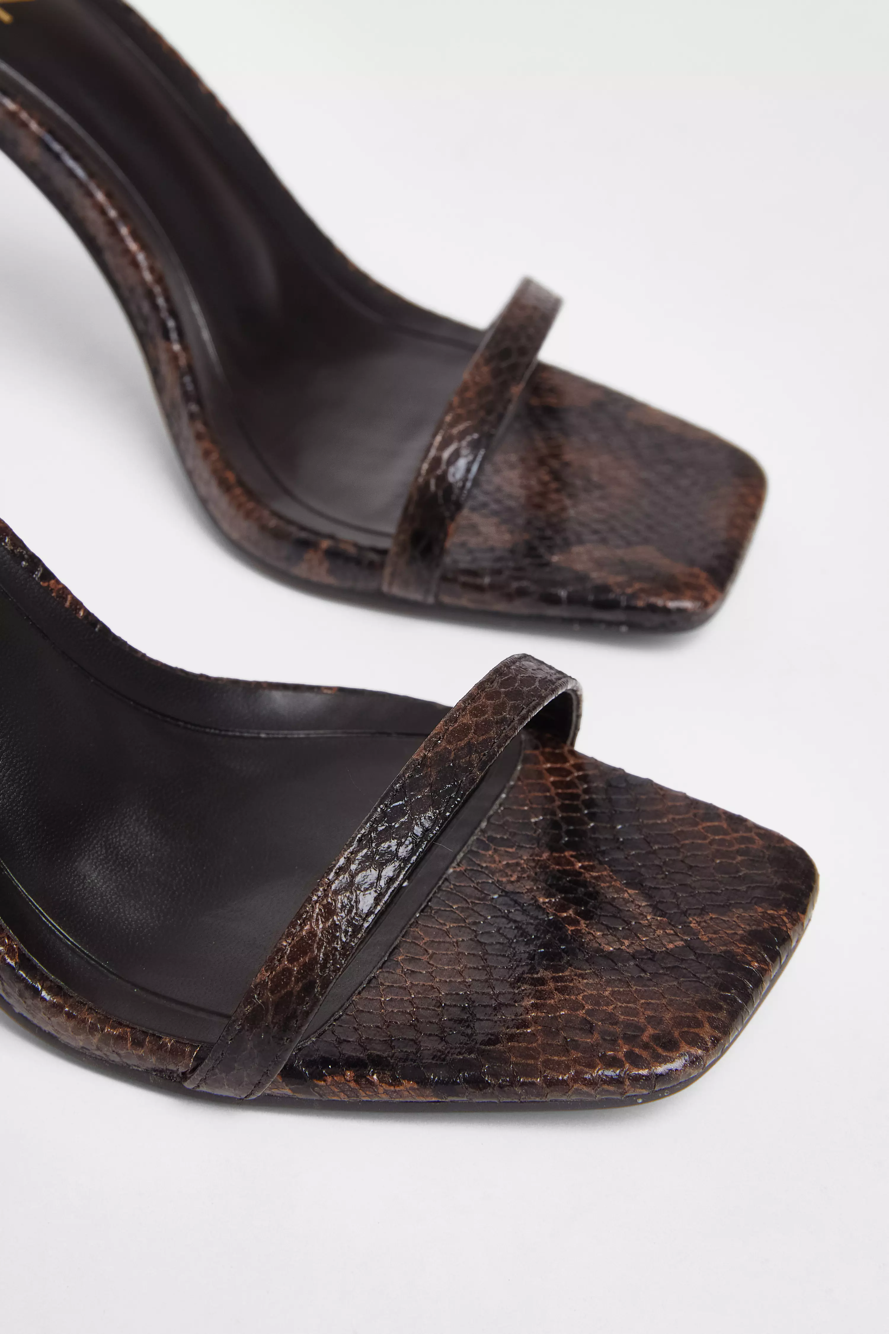 Brown Snake Print Barely There Heels 