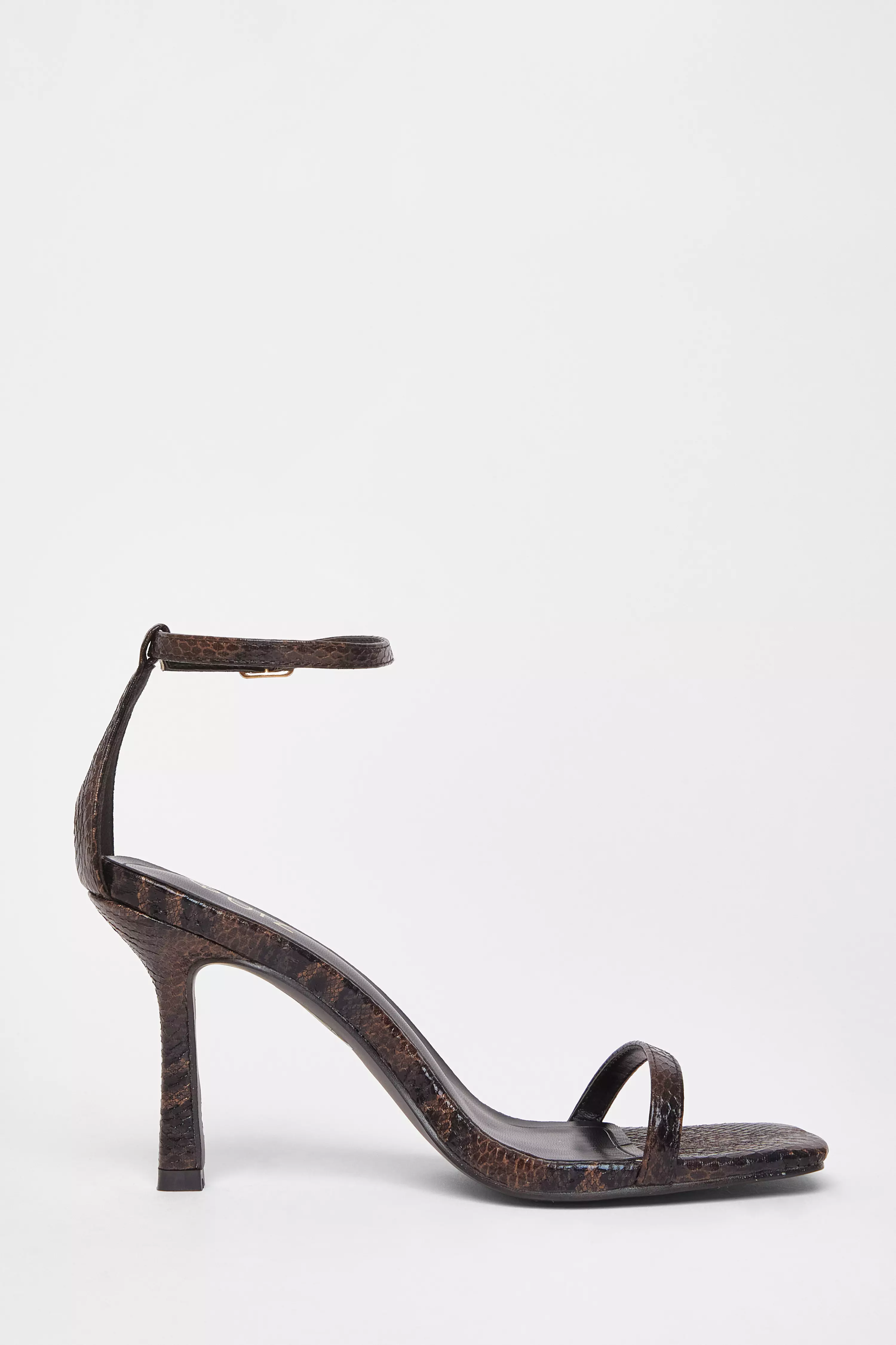 Brown Snake Print Barely There Heels 