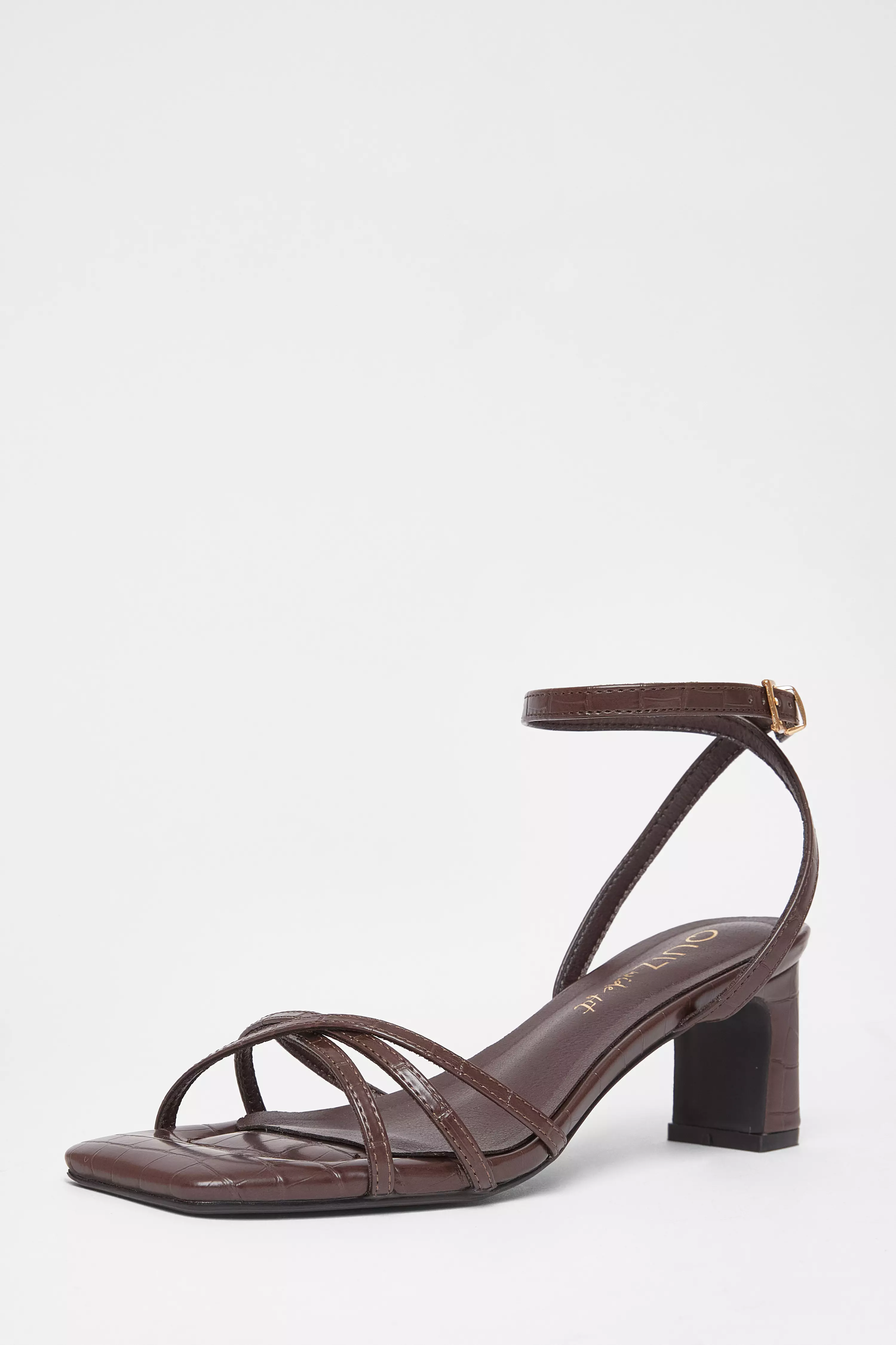 Wide Fit Brown Strappy Block Heels