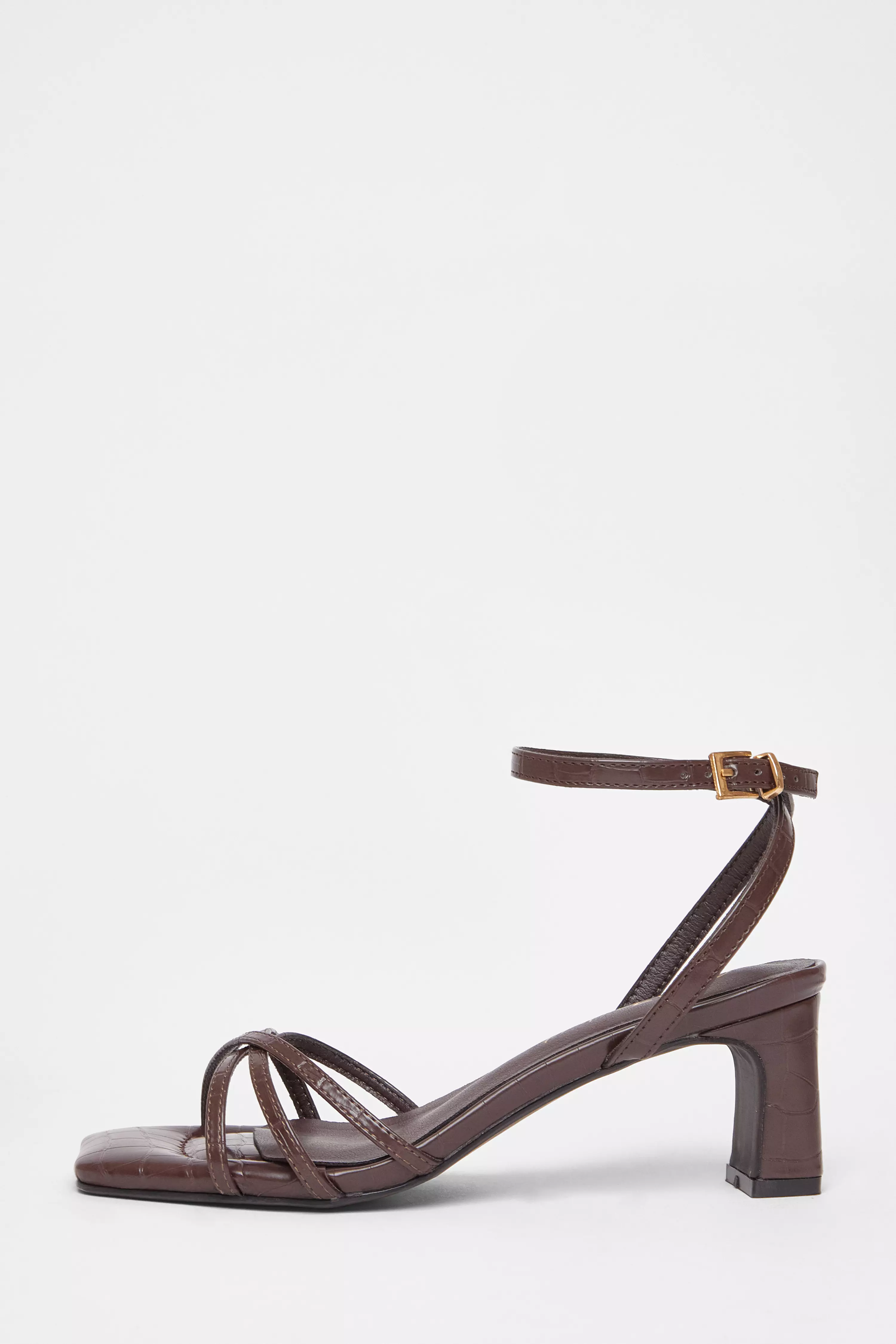 Wide Fit Brown Strappy Block Heels