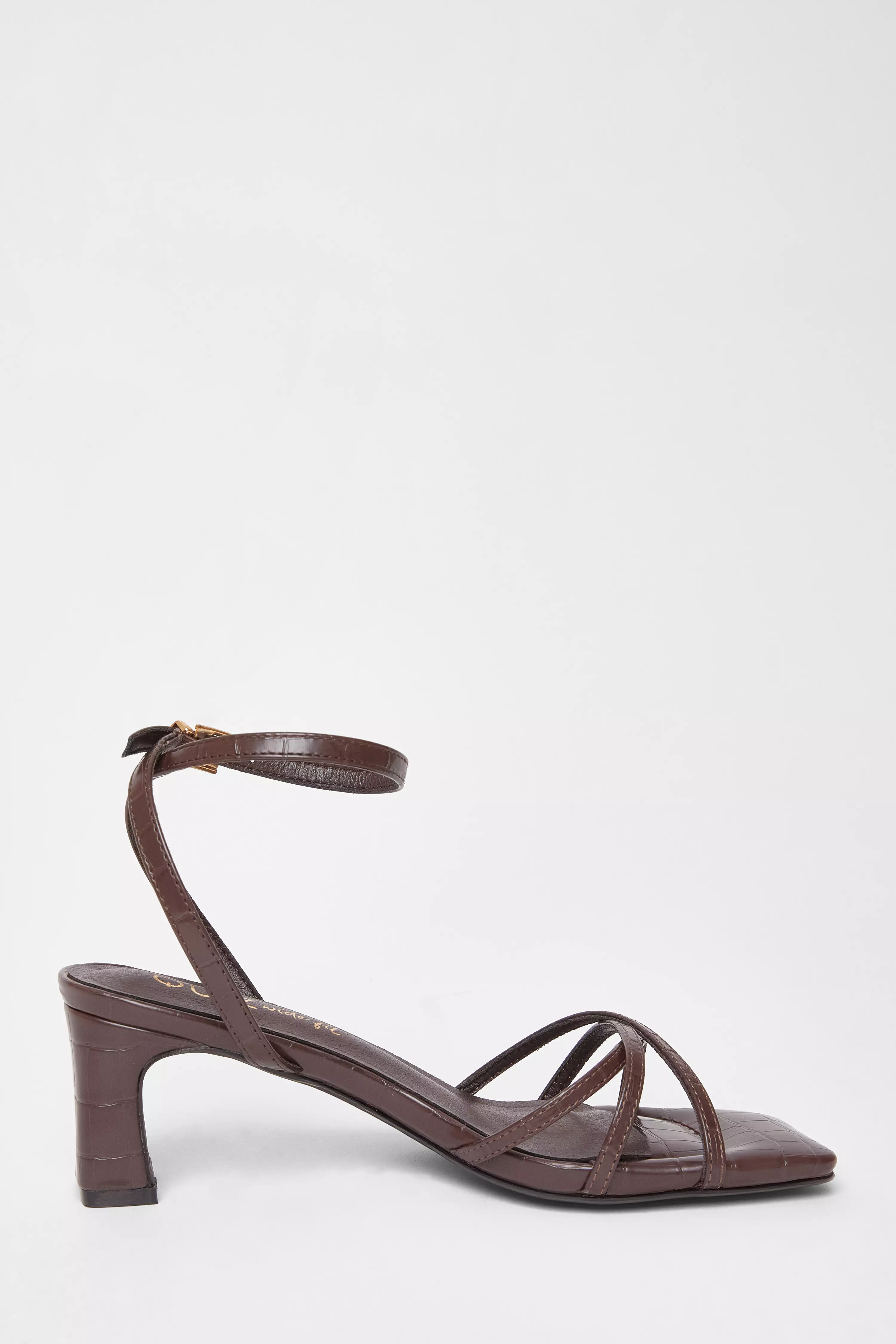 Wide Fit Brown Strappy Block Heels