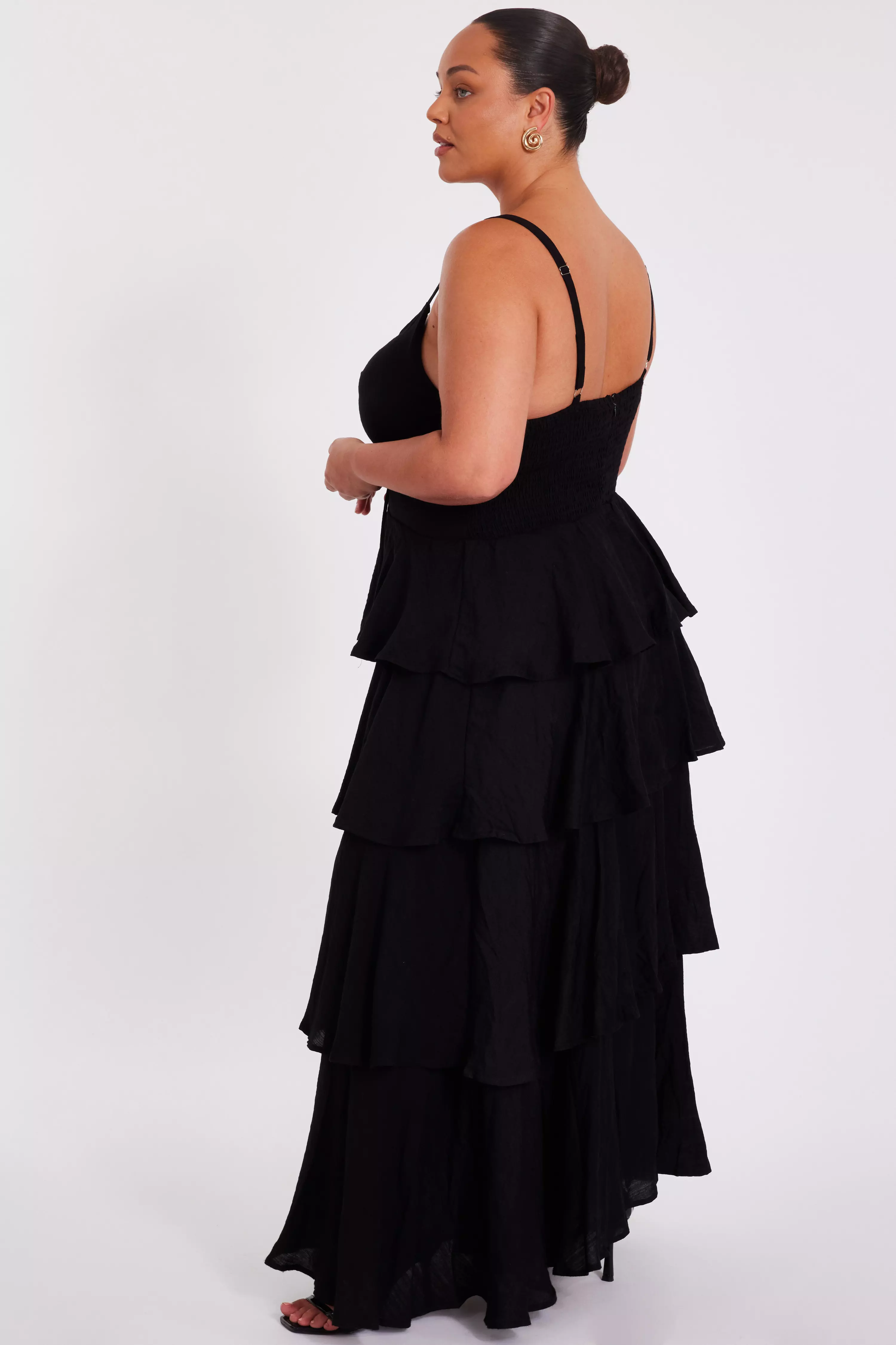 Curve Black Tiered Midaxi Dress
