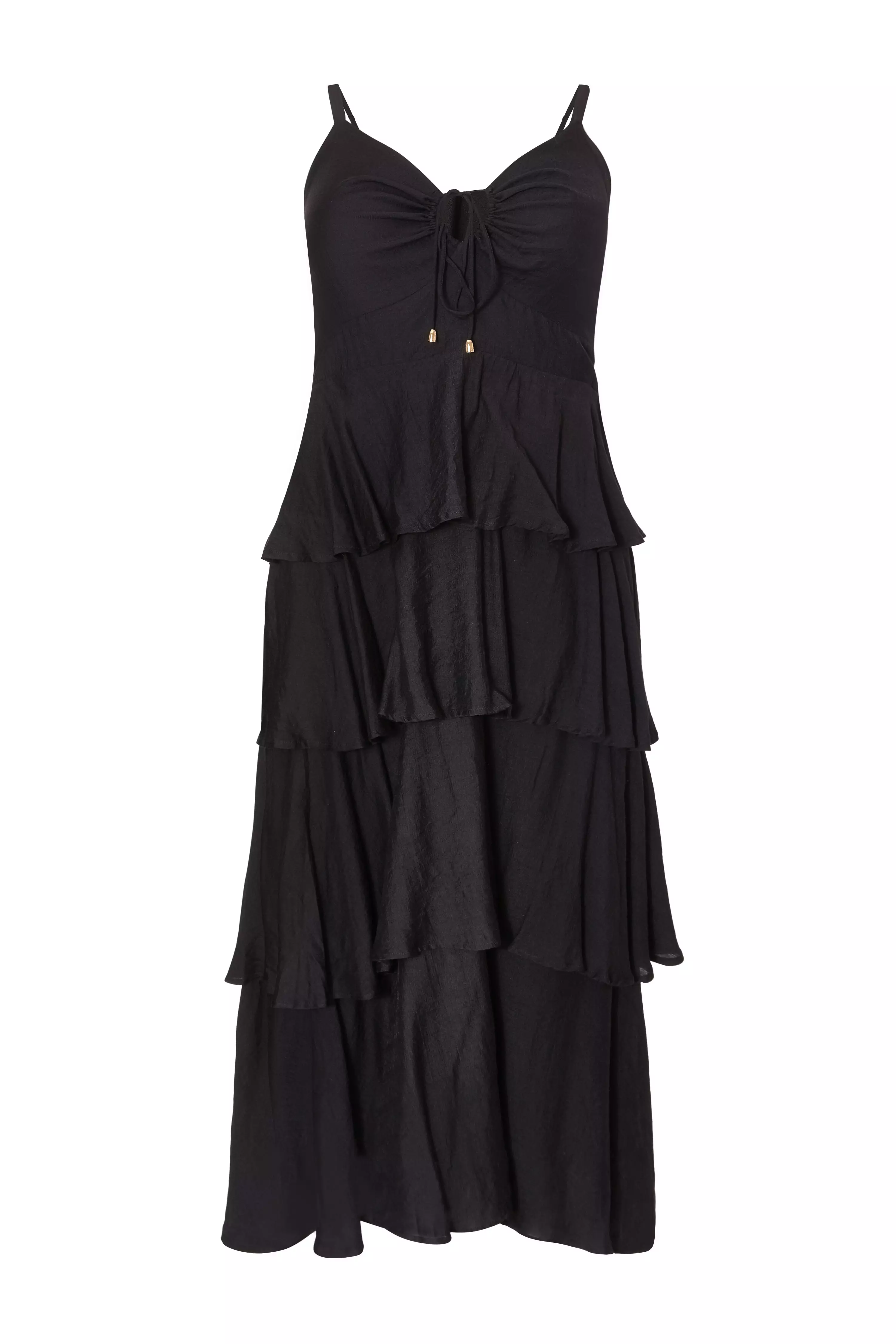 Curve Black Tiered Midaxi Dress