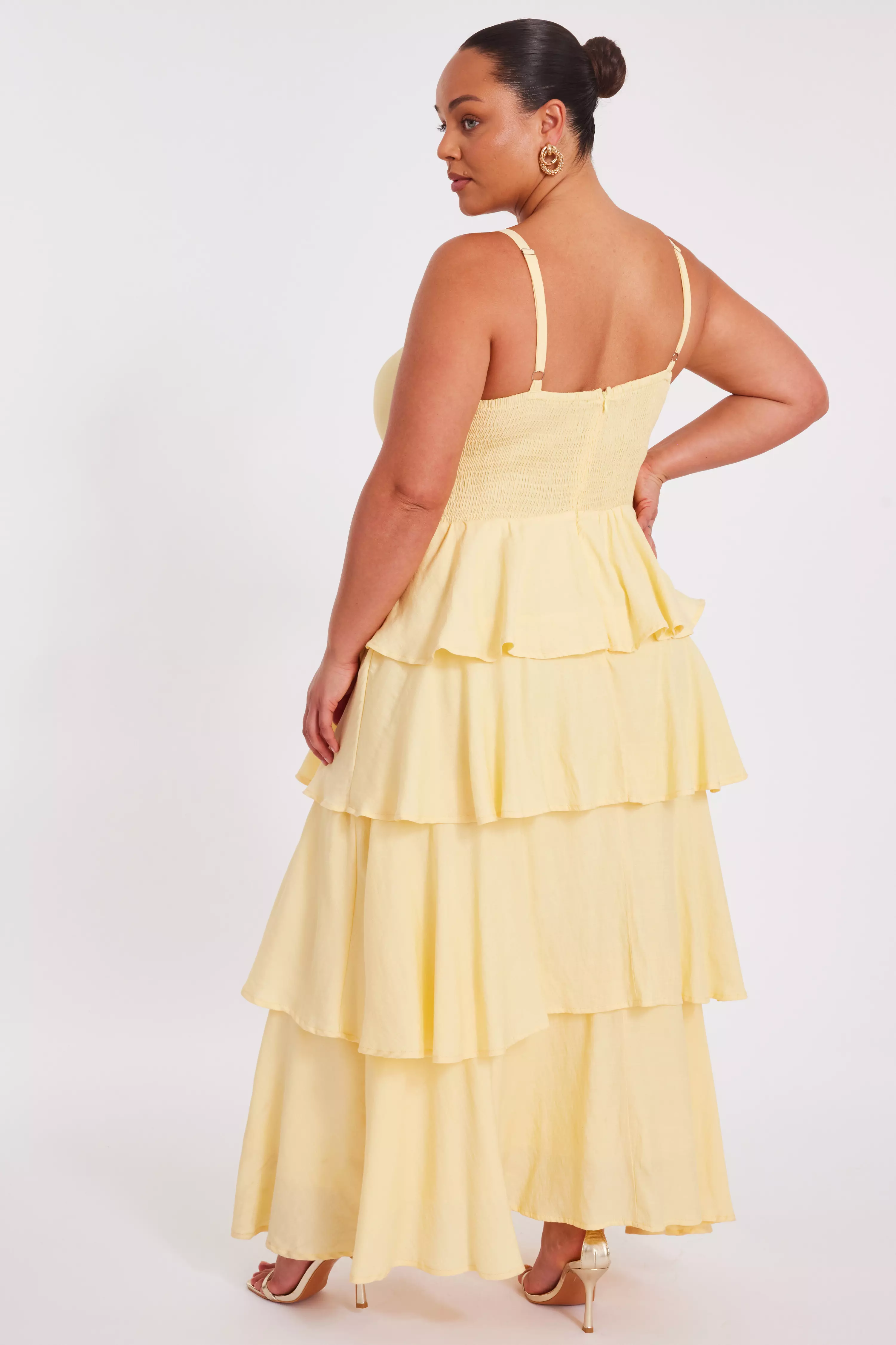Curve Lemon Tiered Midaxi Dress