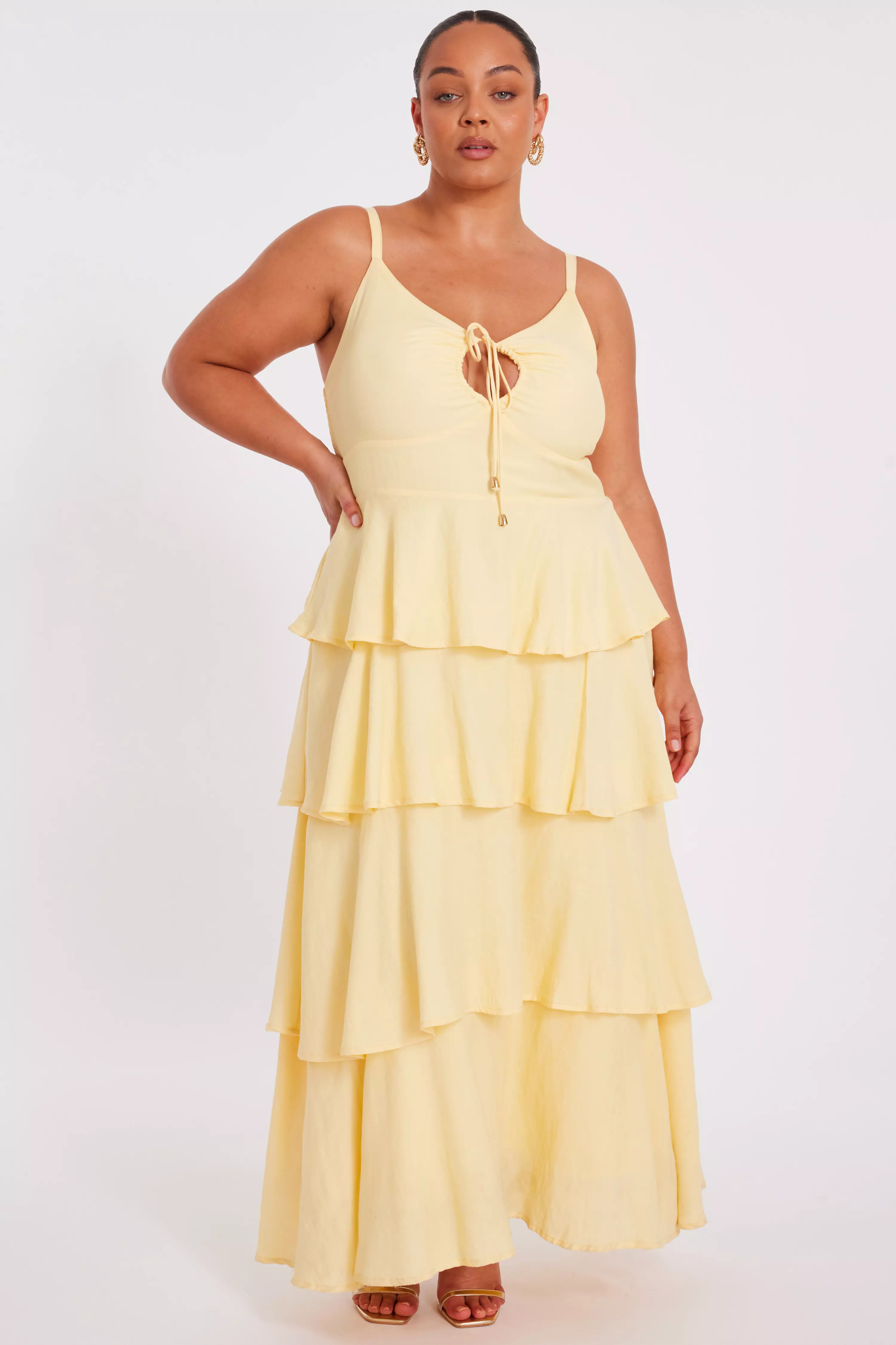 Curve Lemon Tiered Midaxi Dress