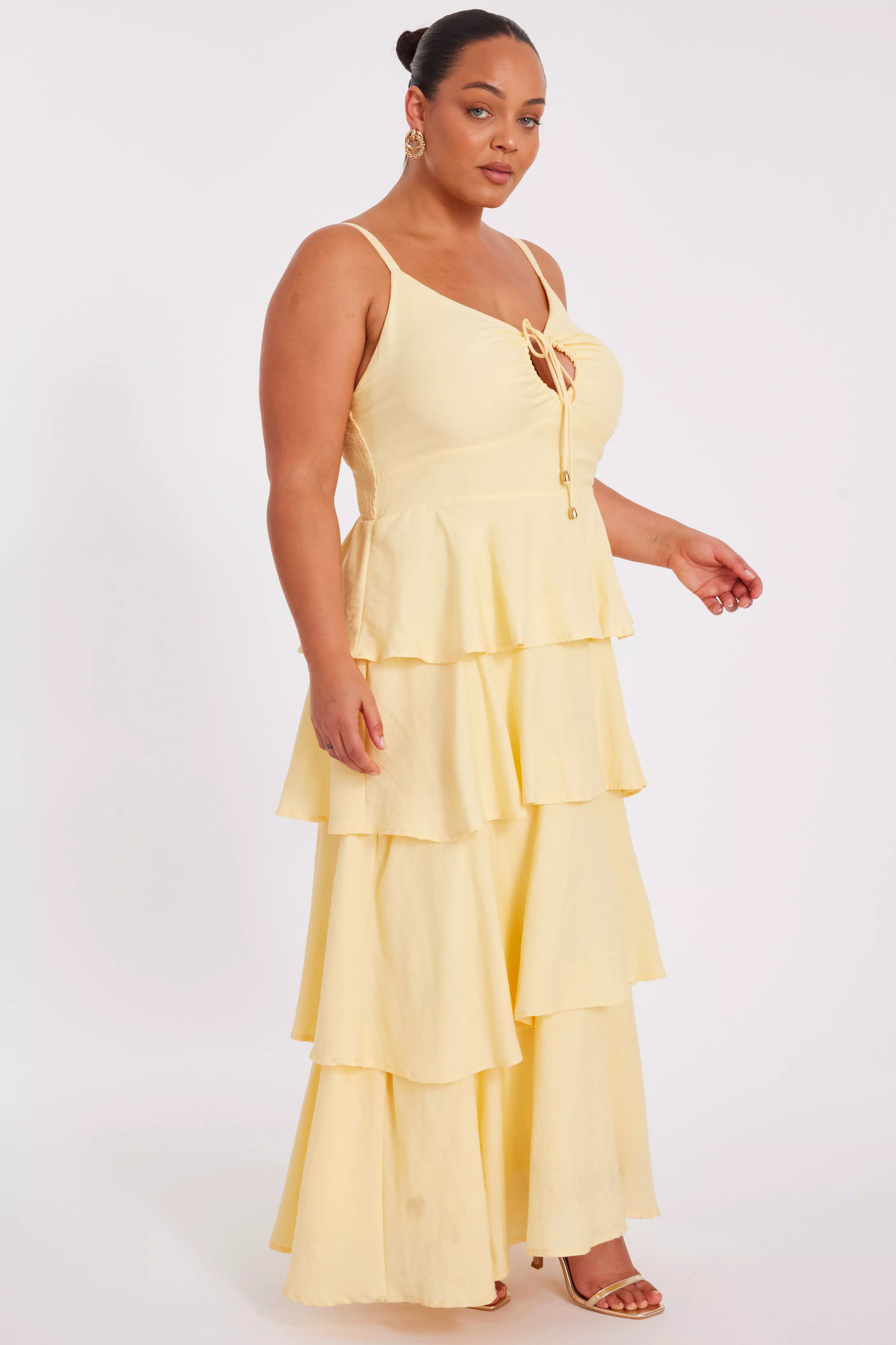 Curve Lemon Tiered Midaxi Dress