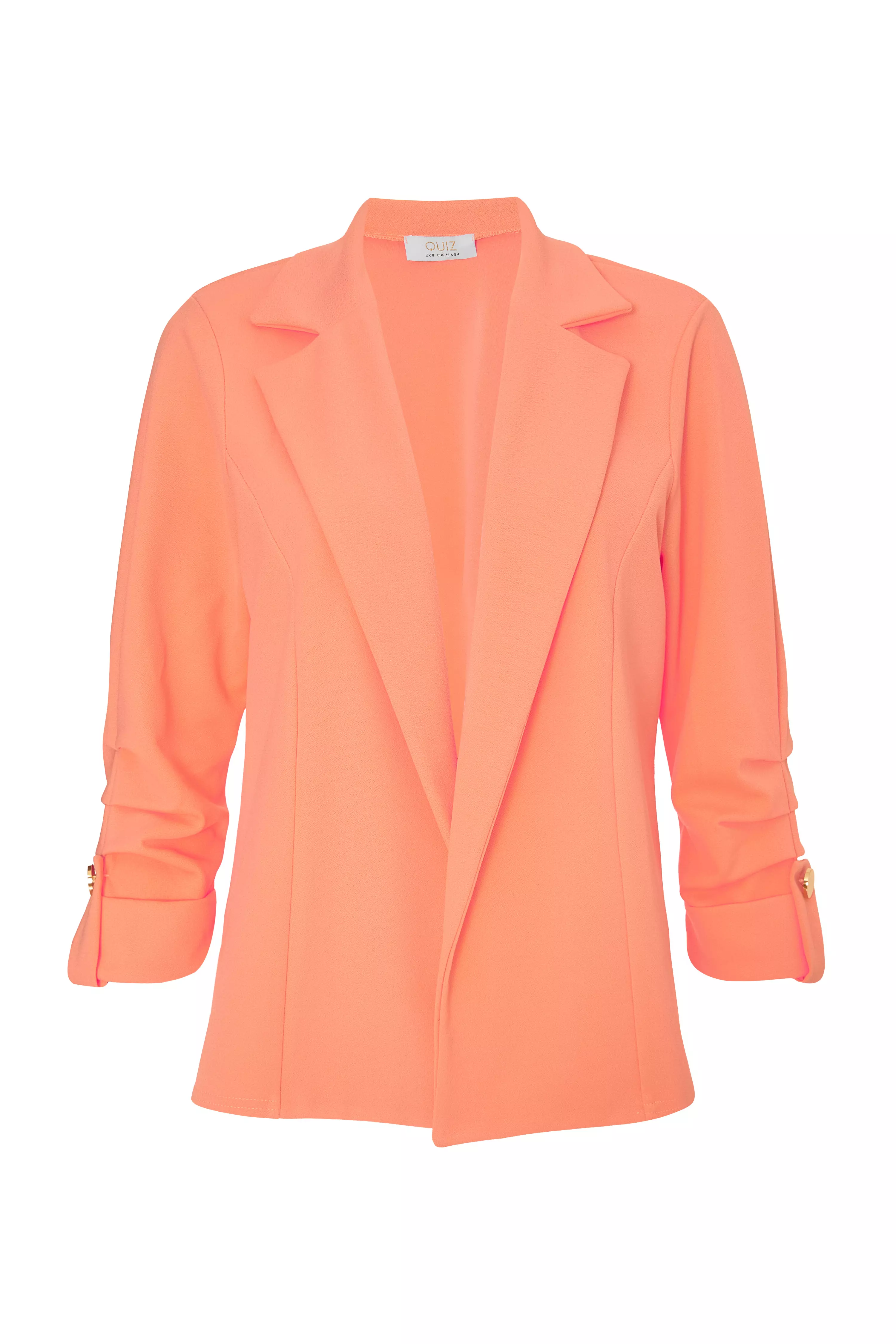 Petite Coral Ruched Sleeve Blazer