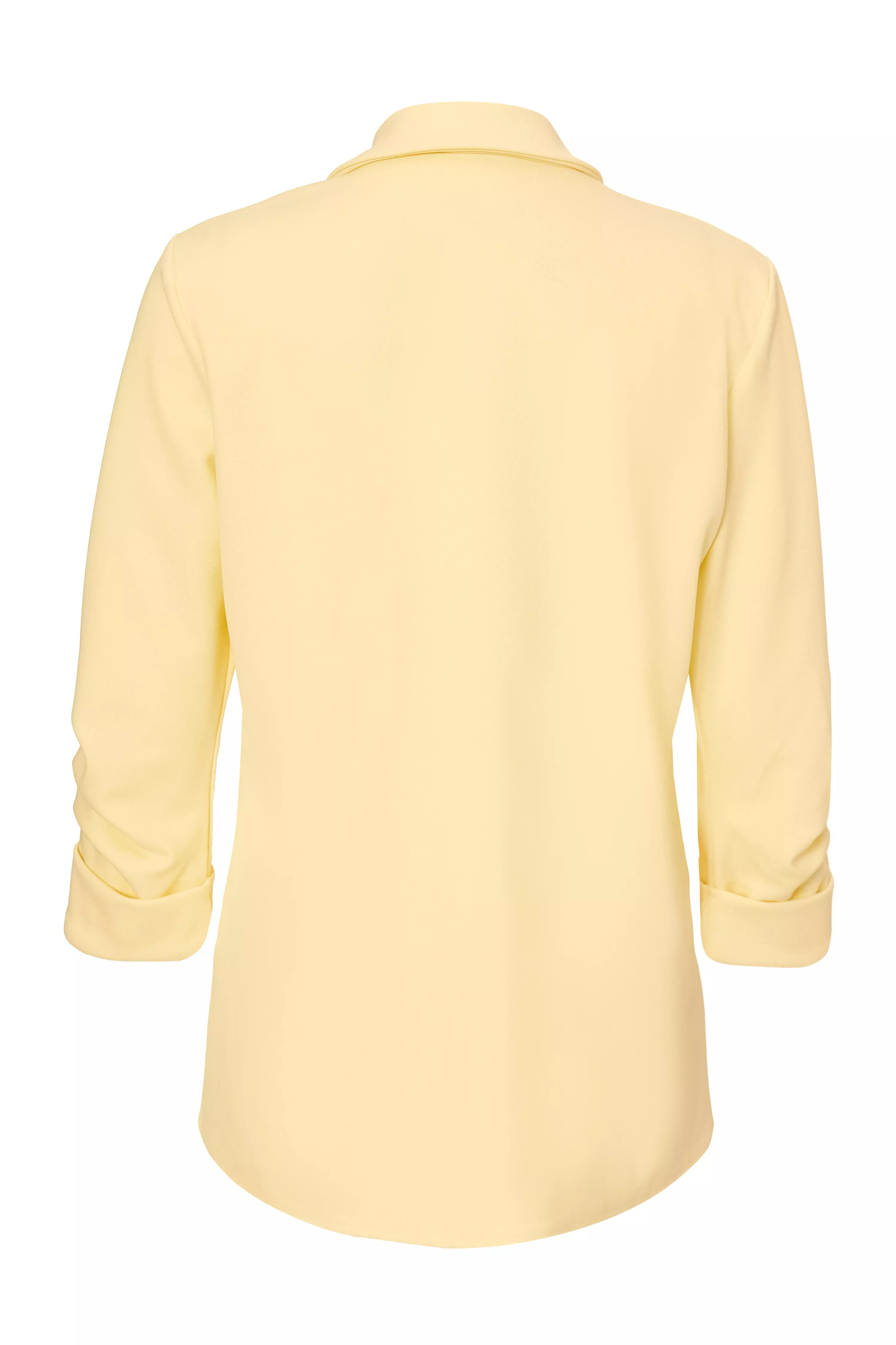 Petite Light Yellow Ruched Sleeve Blazer