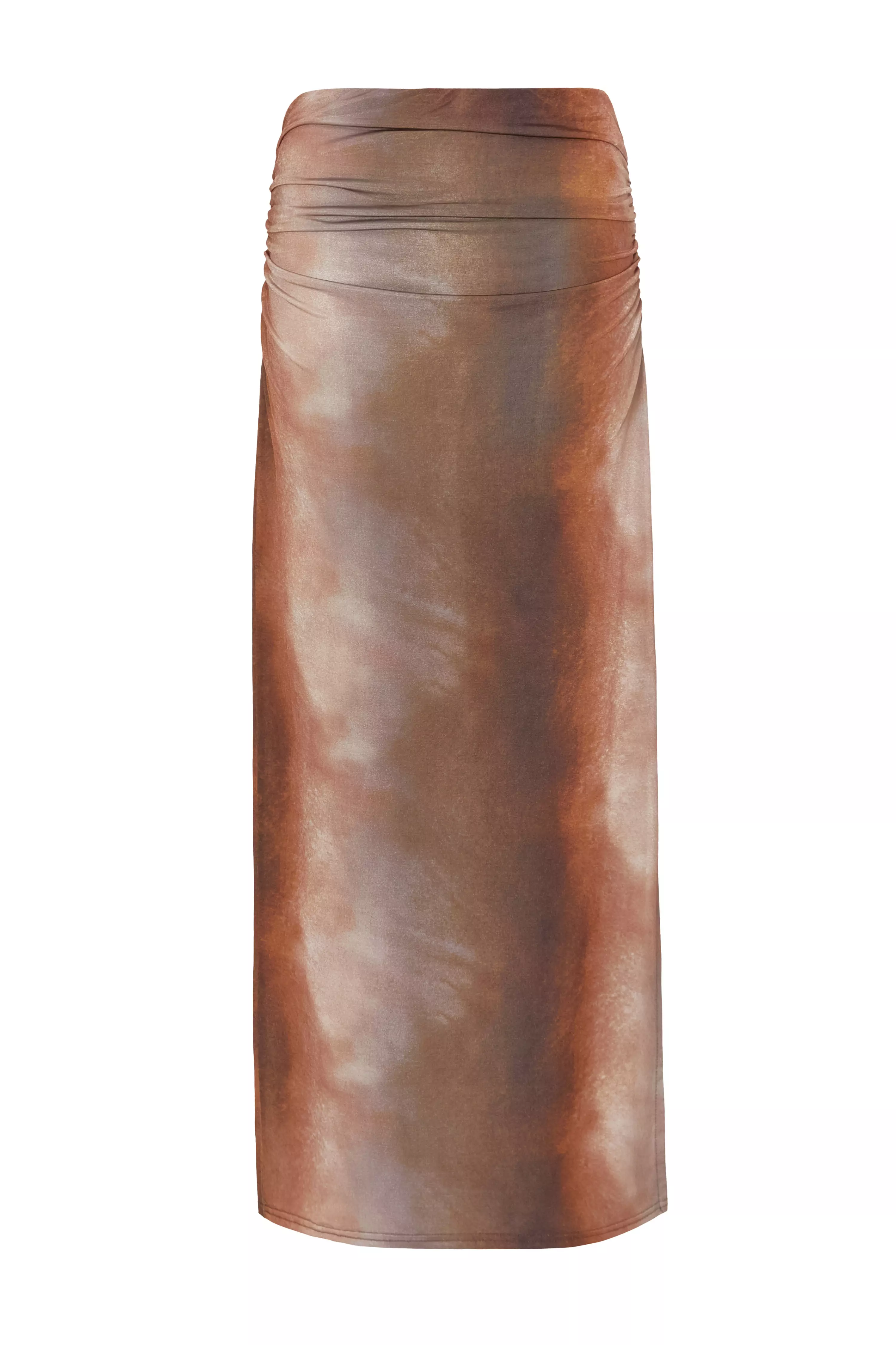 Brown Tie Dye Maxi Skirt