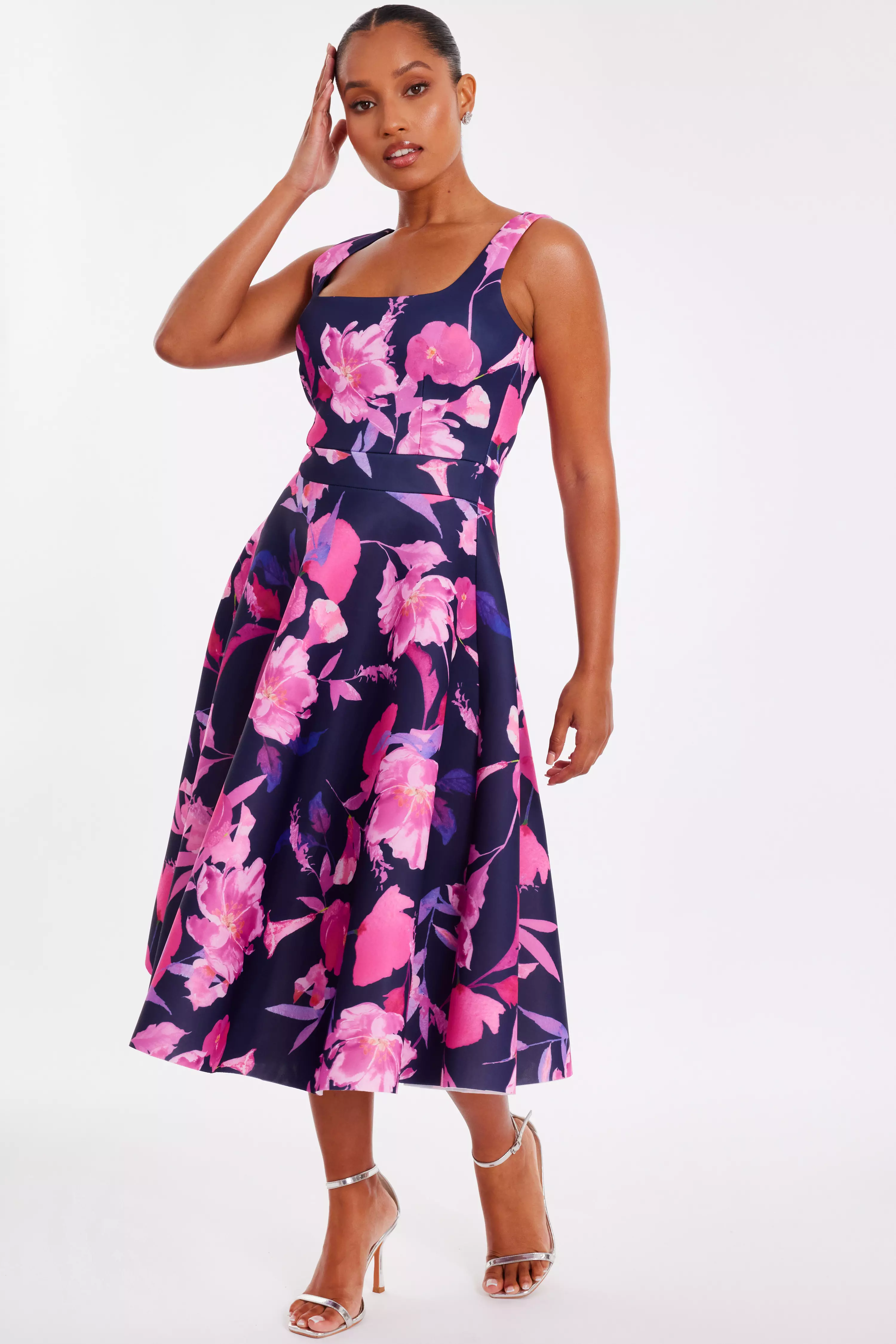 Petite Navy Floral Midaxi Dress