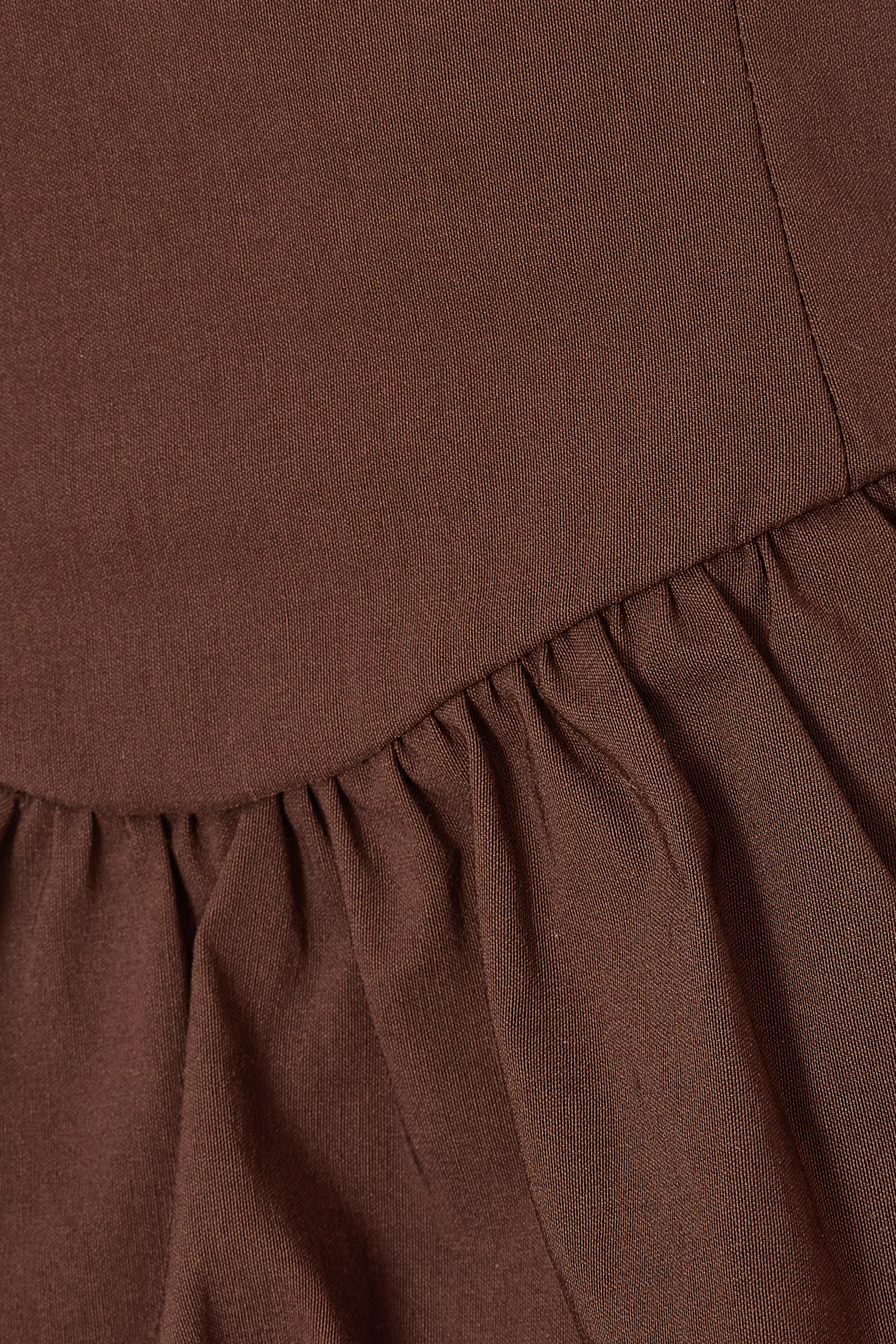 Brown Bandeau Bubble Hem Top