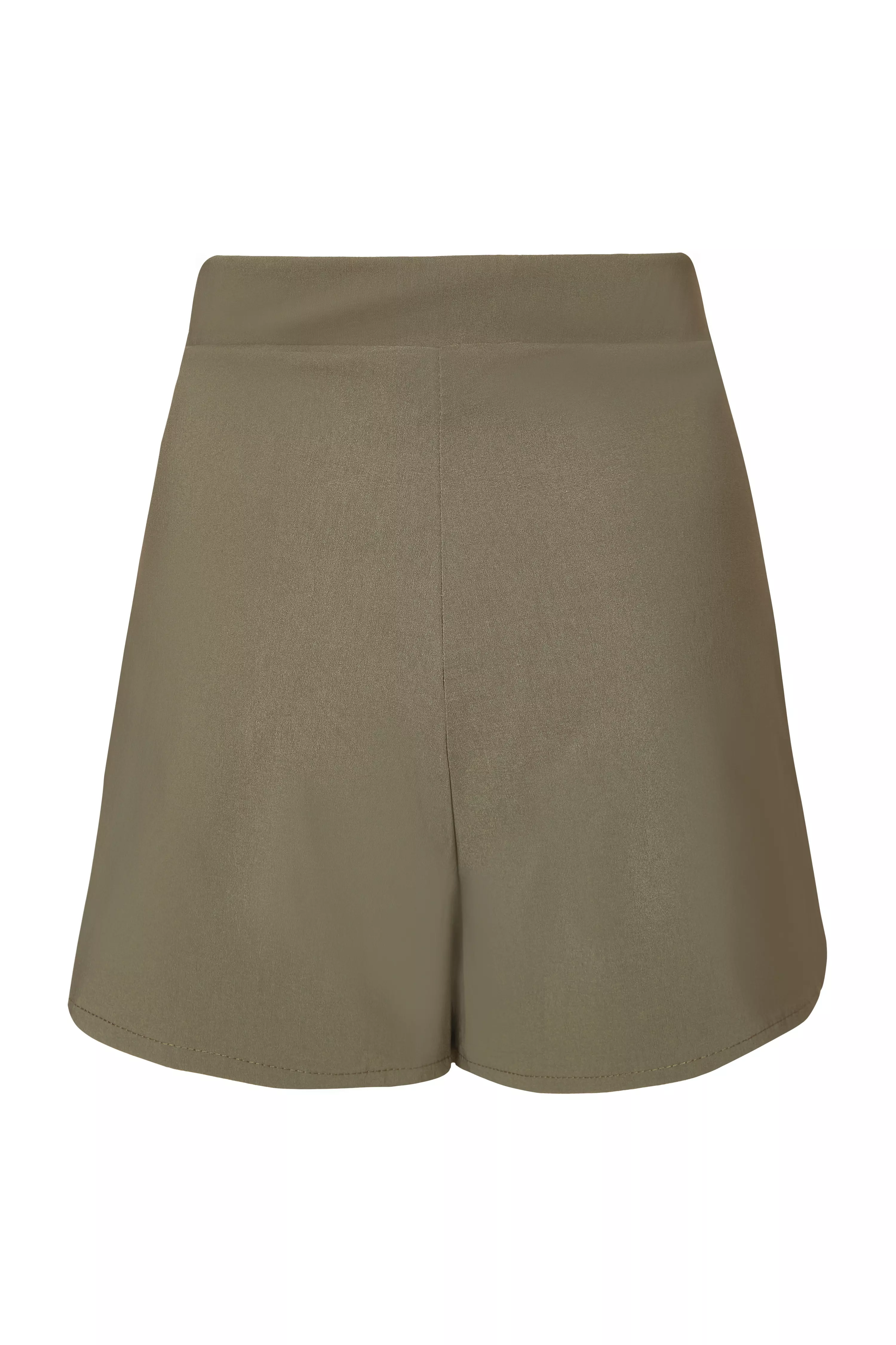 Khaki Asymmetric Wrap Skort