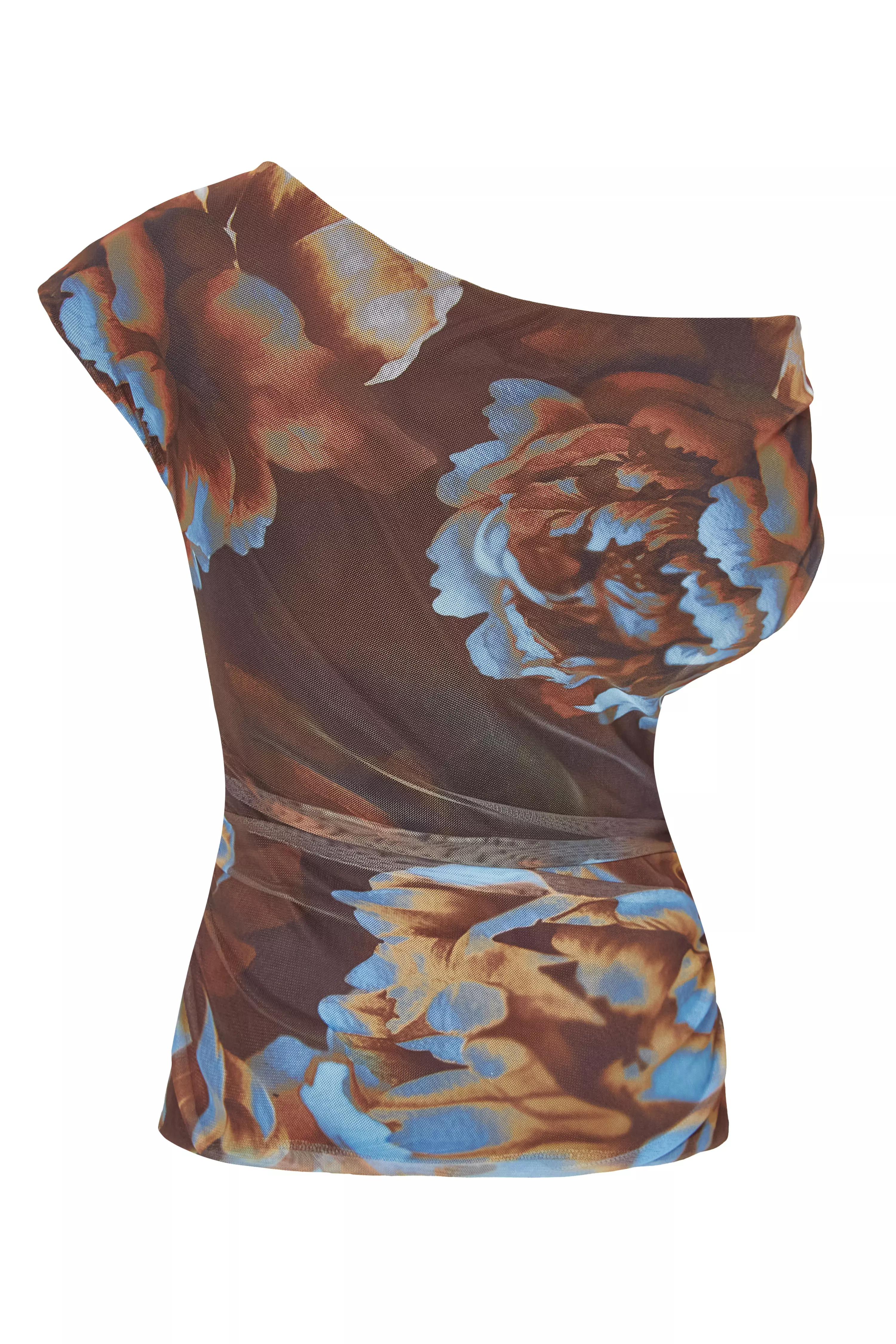 Brown Mesh Floral Top
