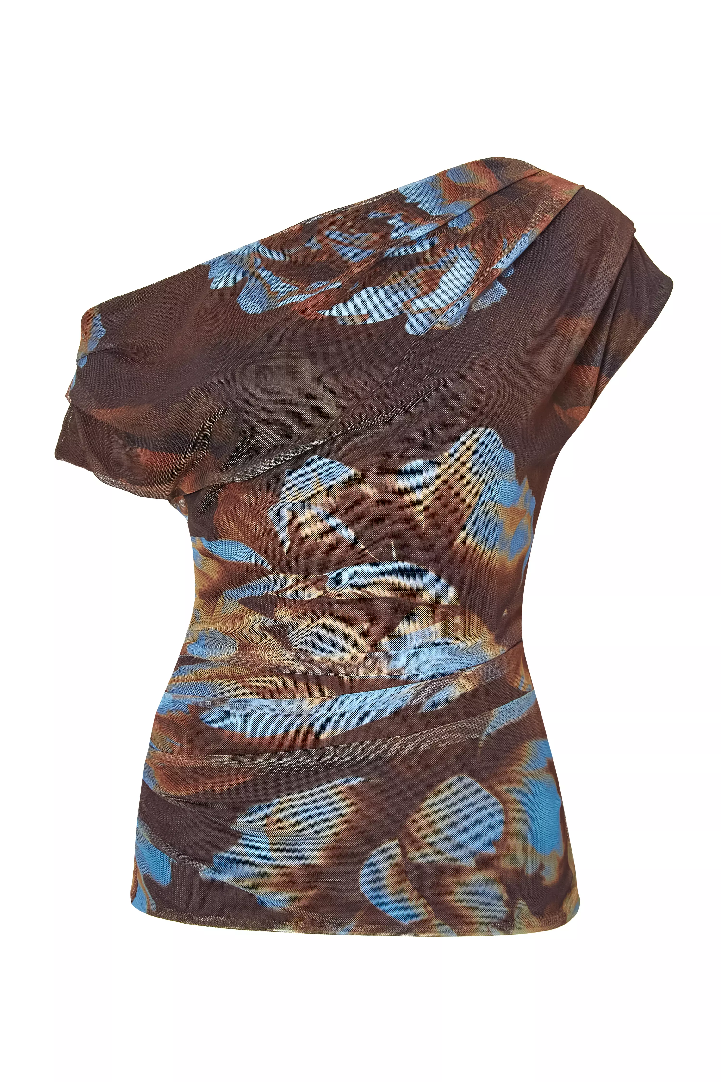 Brown Mesh Floral Top