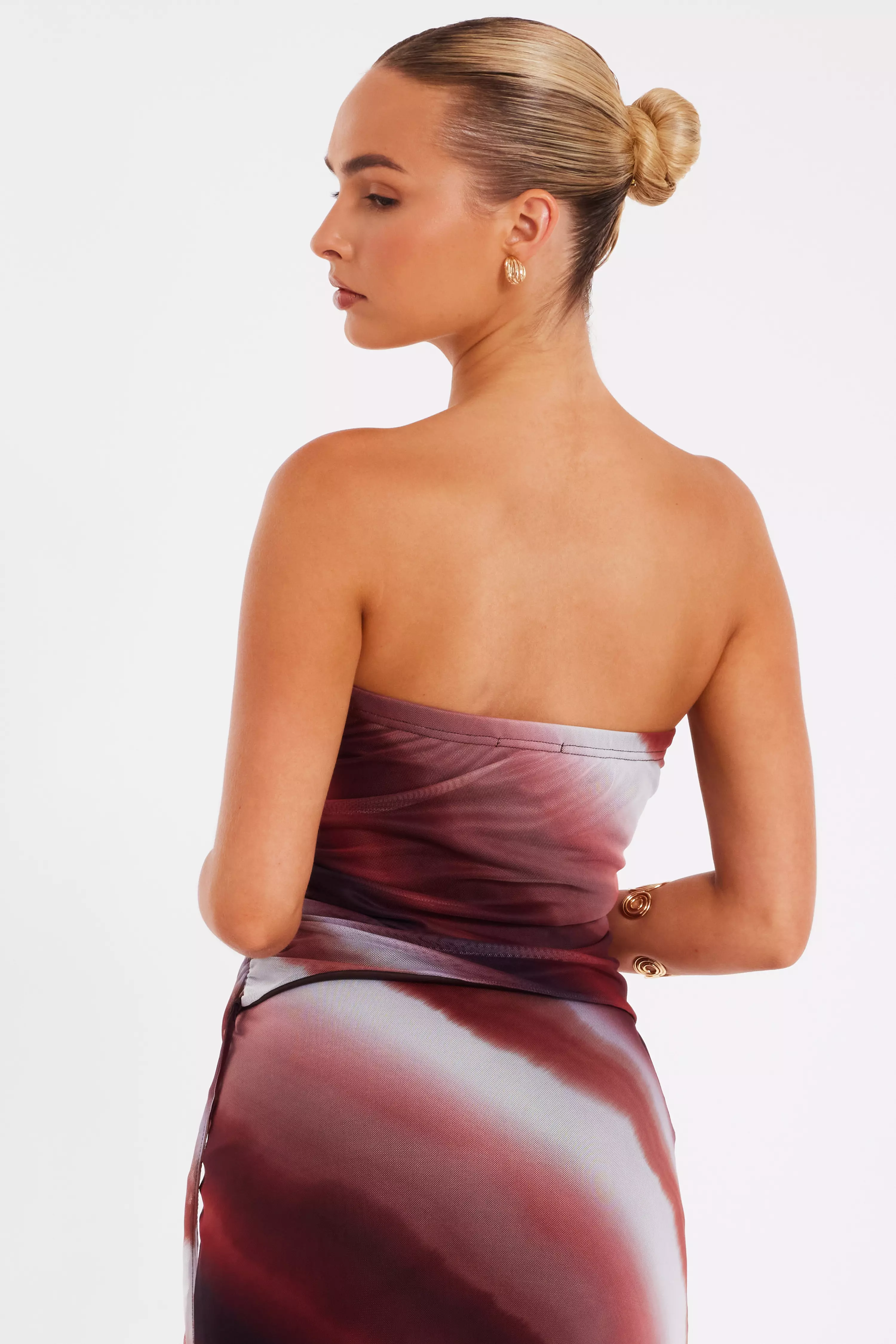 Brown Mesh Ombre Crop Top