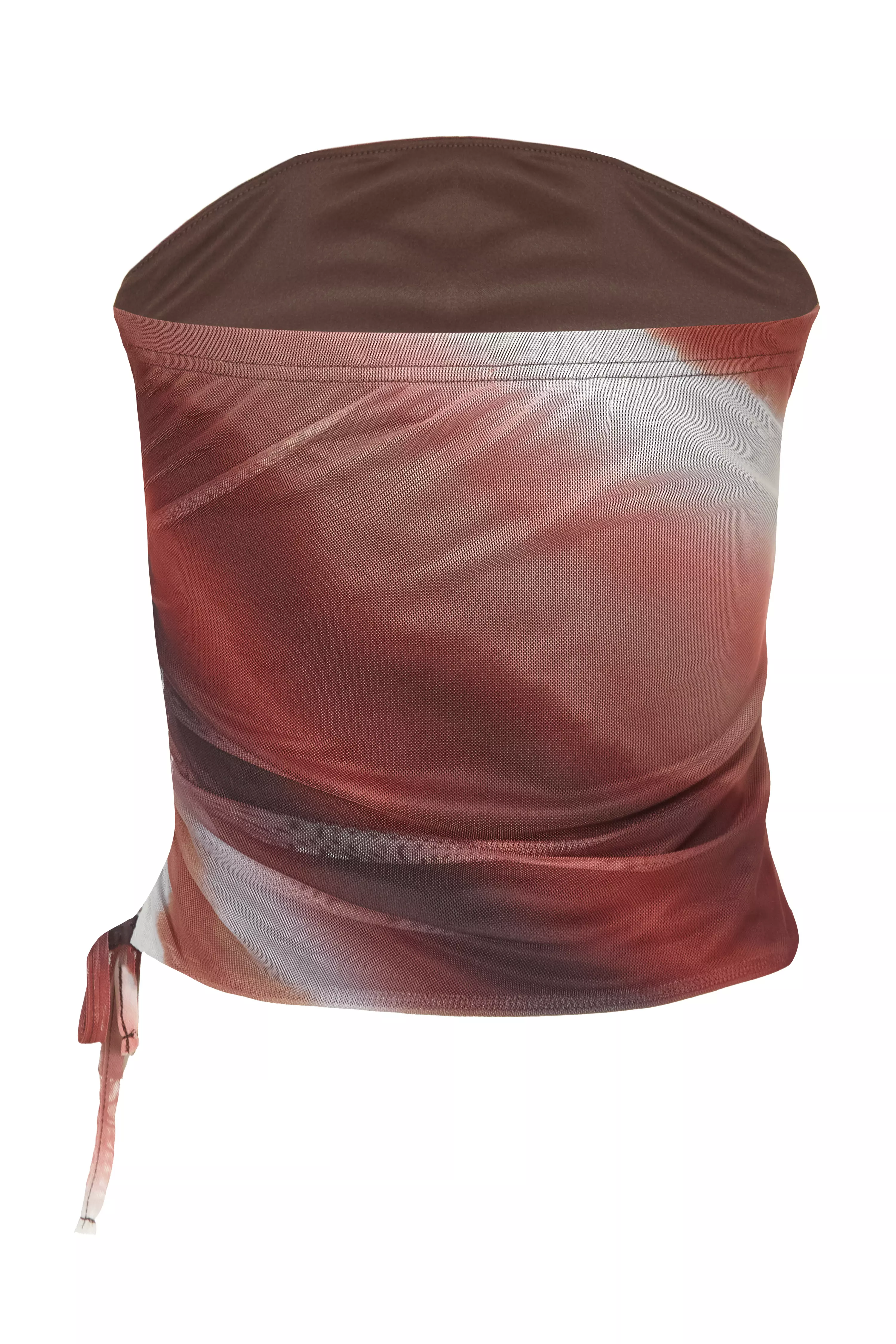 Brown Mesh Ombre Crop Top