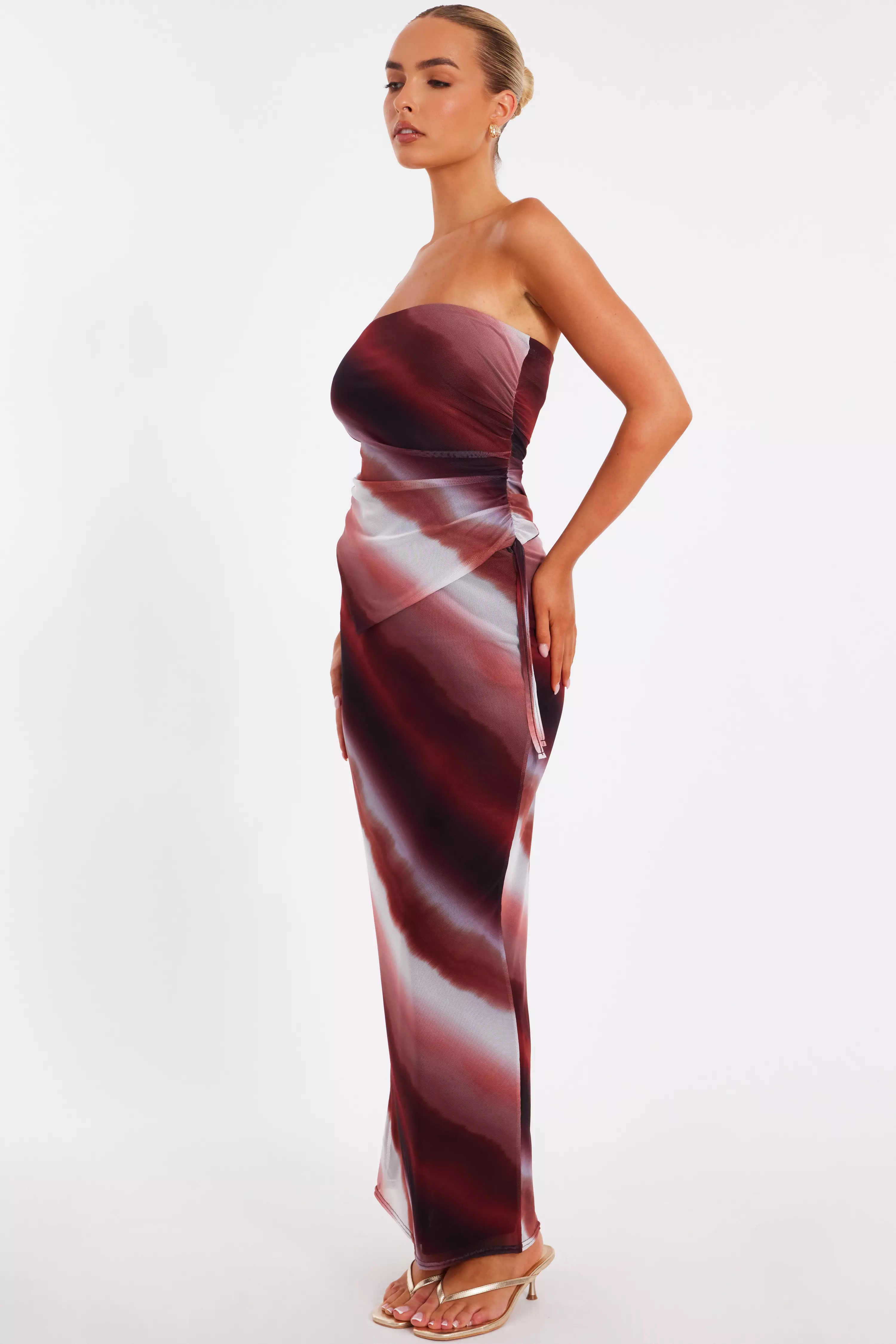Brown Mesh Ombre Maxi Skirt