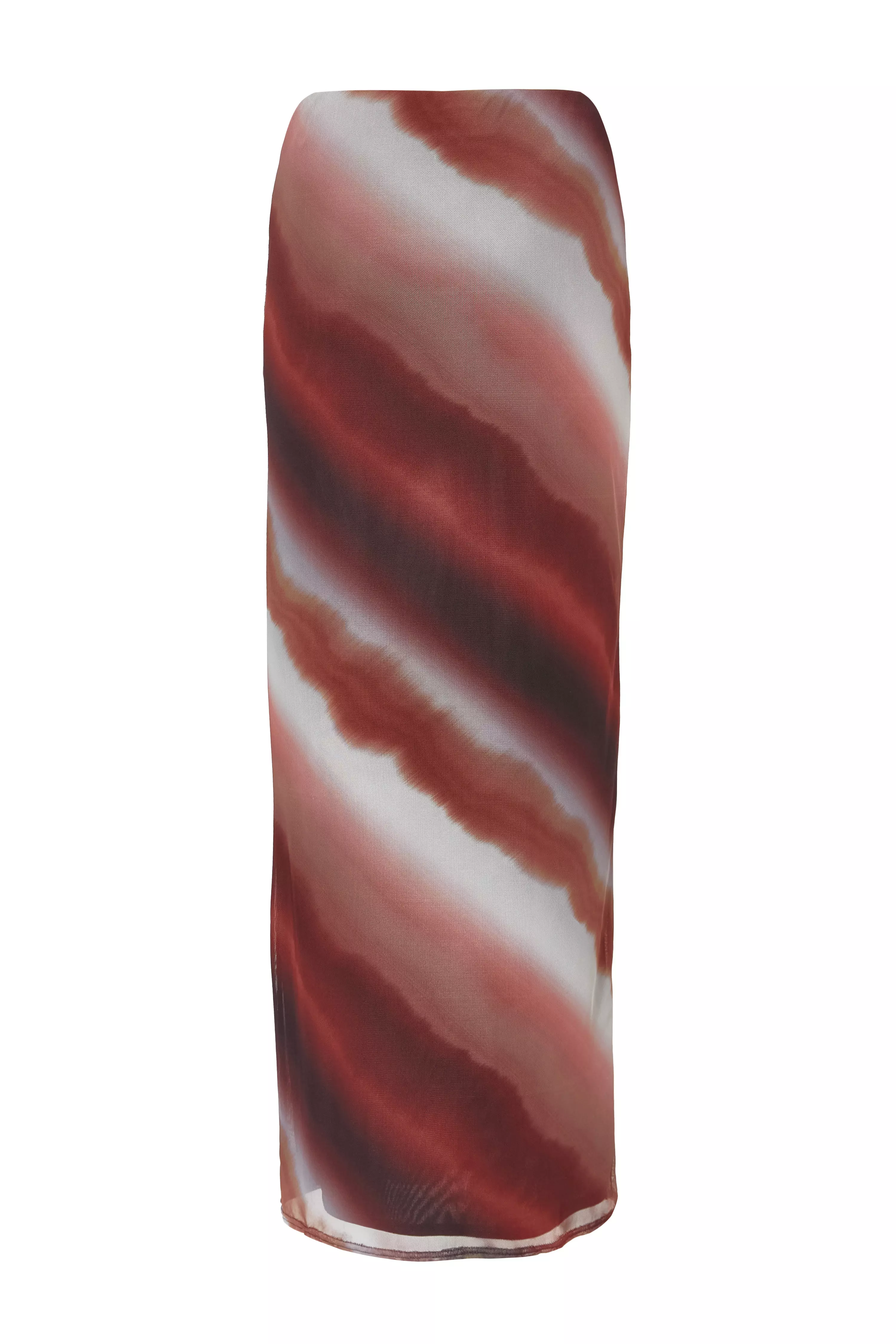 Brown Mesh Ombre Maxi Skirt