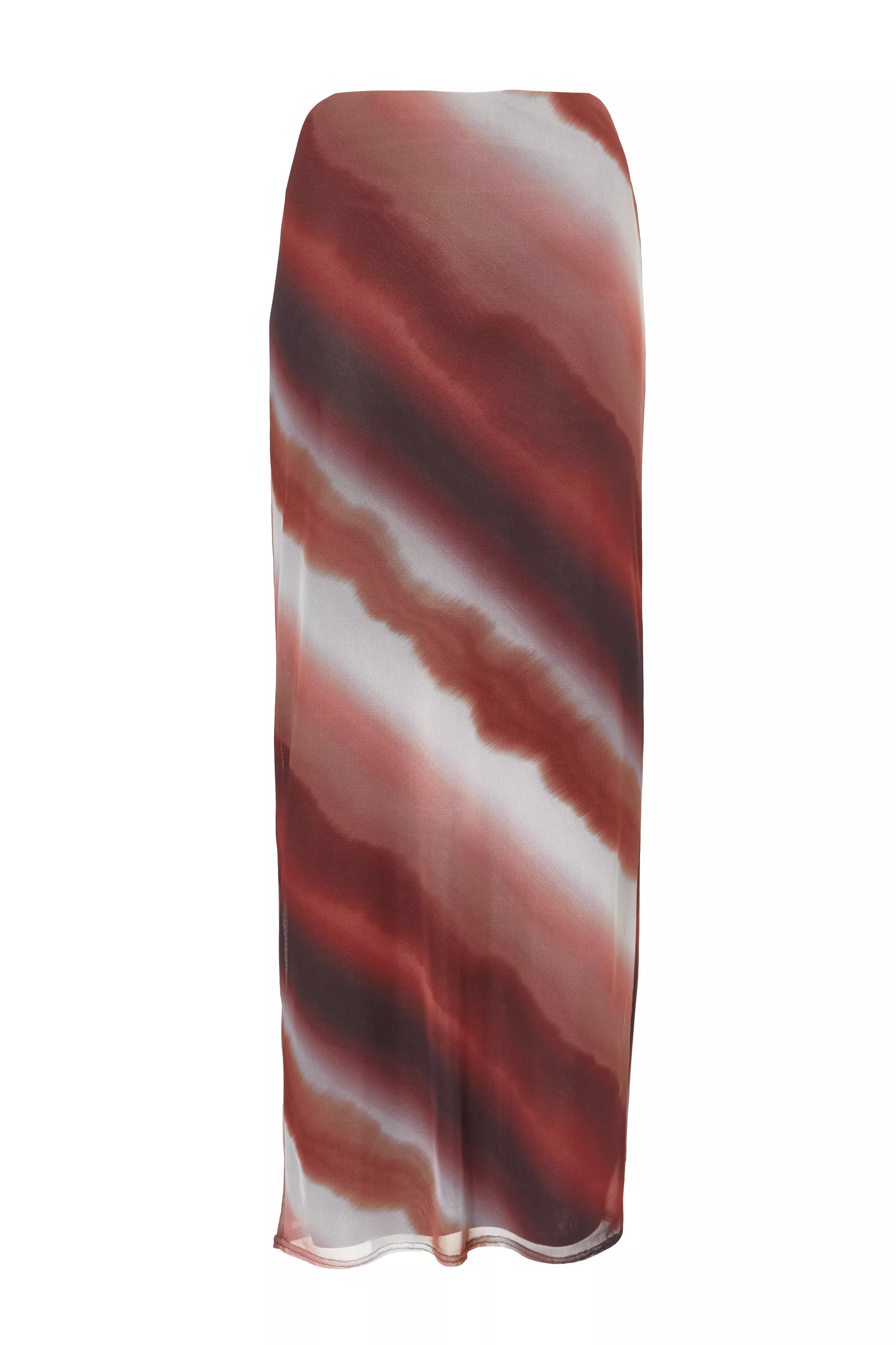 Brown Mesh Ombre Maxi Skirt