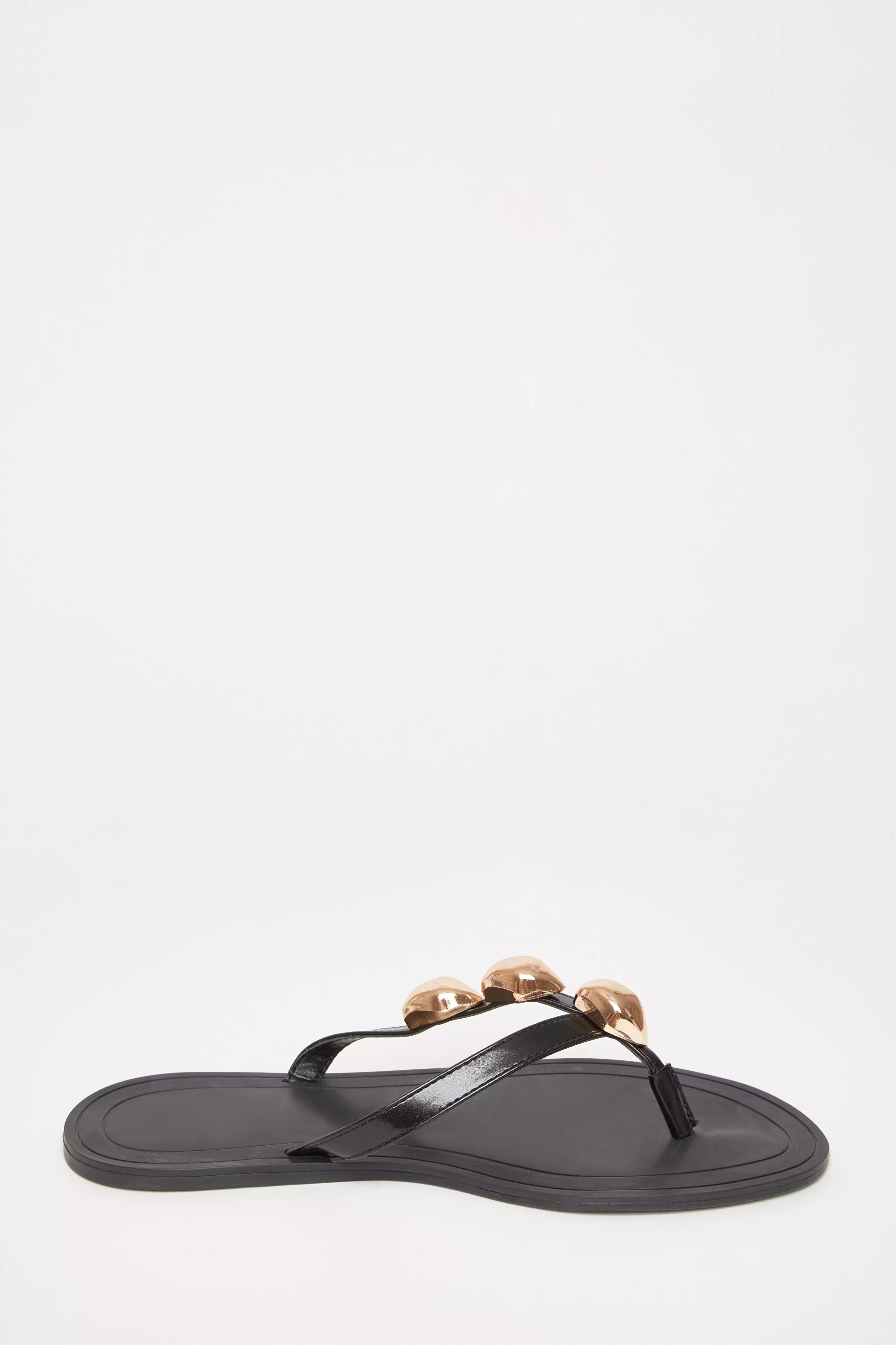 Black Toe Thong Flat Sandals