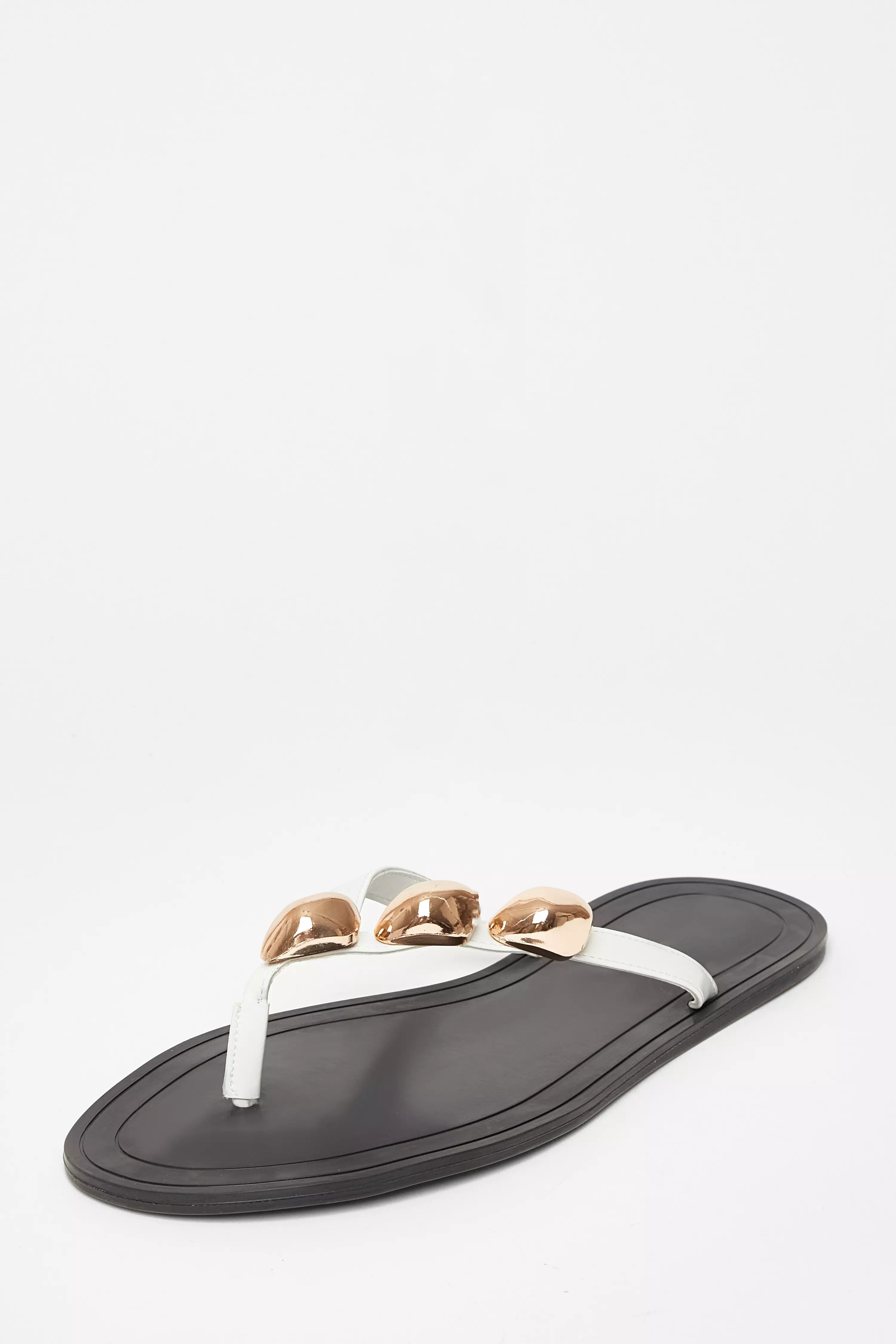 White Toe Thong Flat Sandals