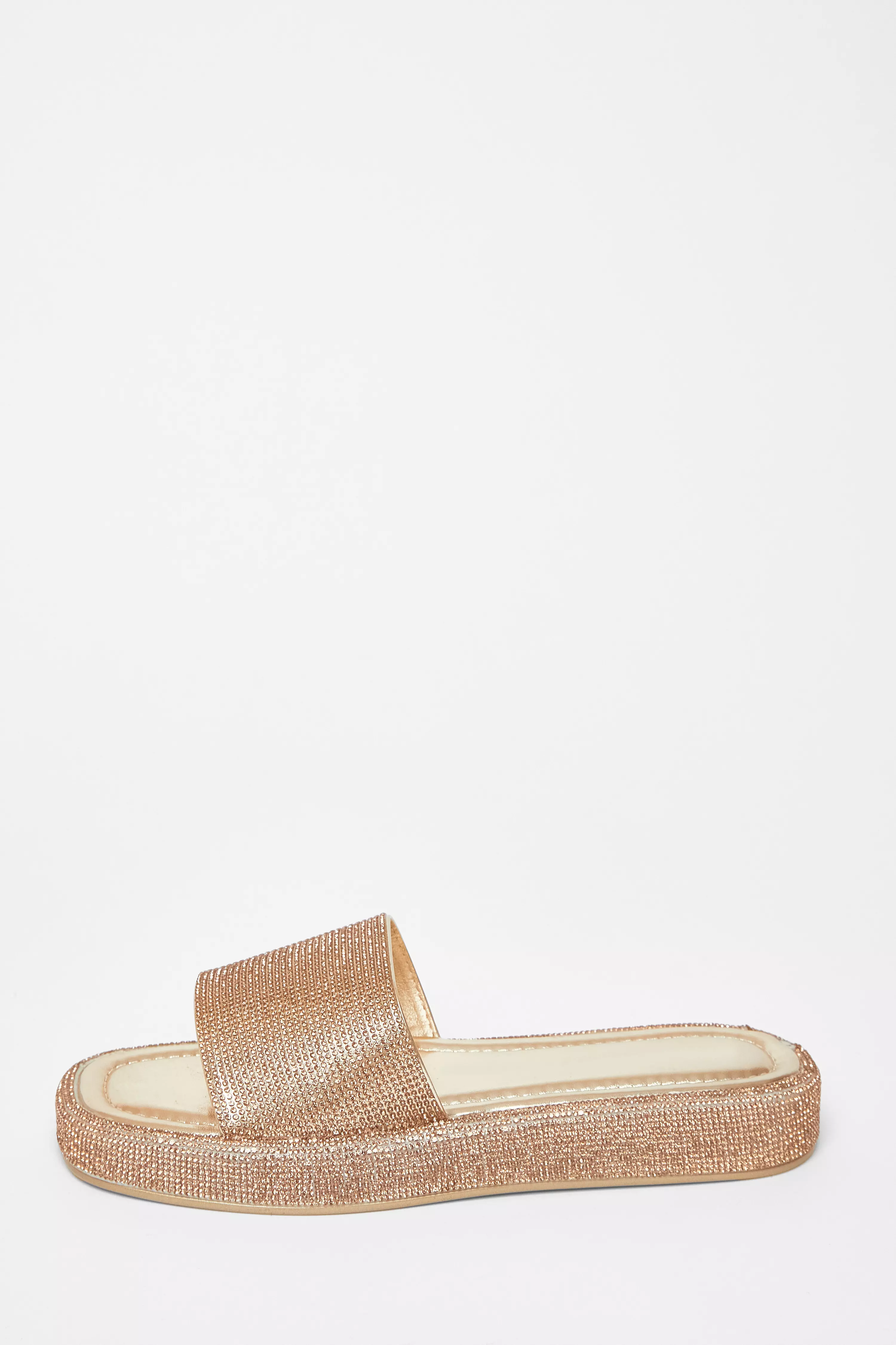 Gold Diamante Flat Sandals
