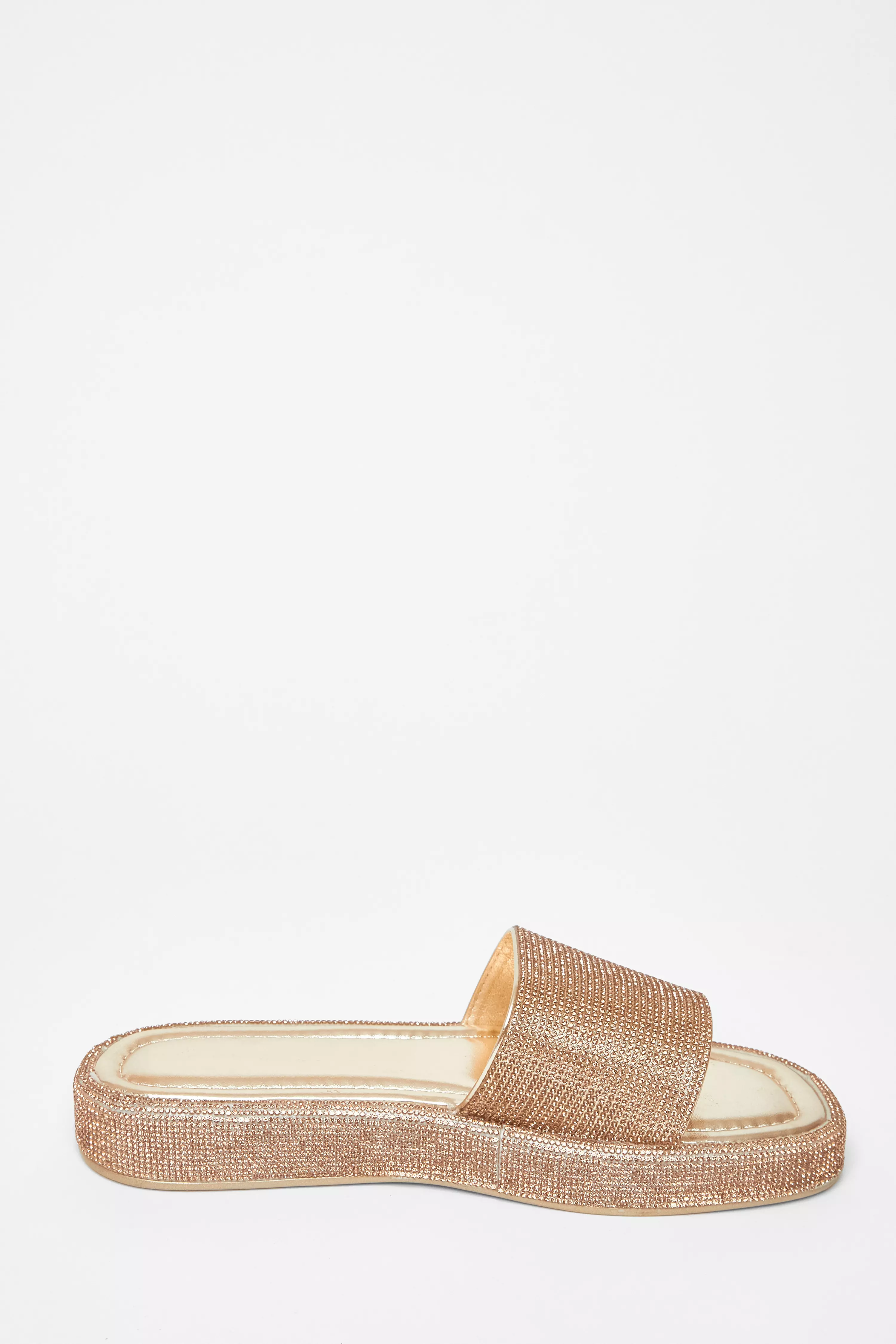 Gold Diamante Flat Sandals