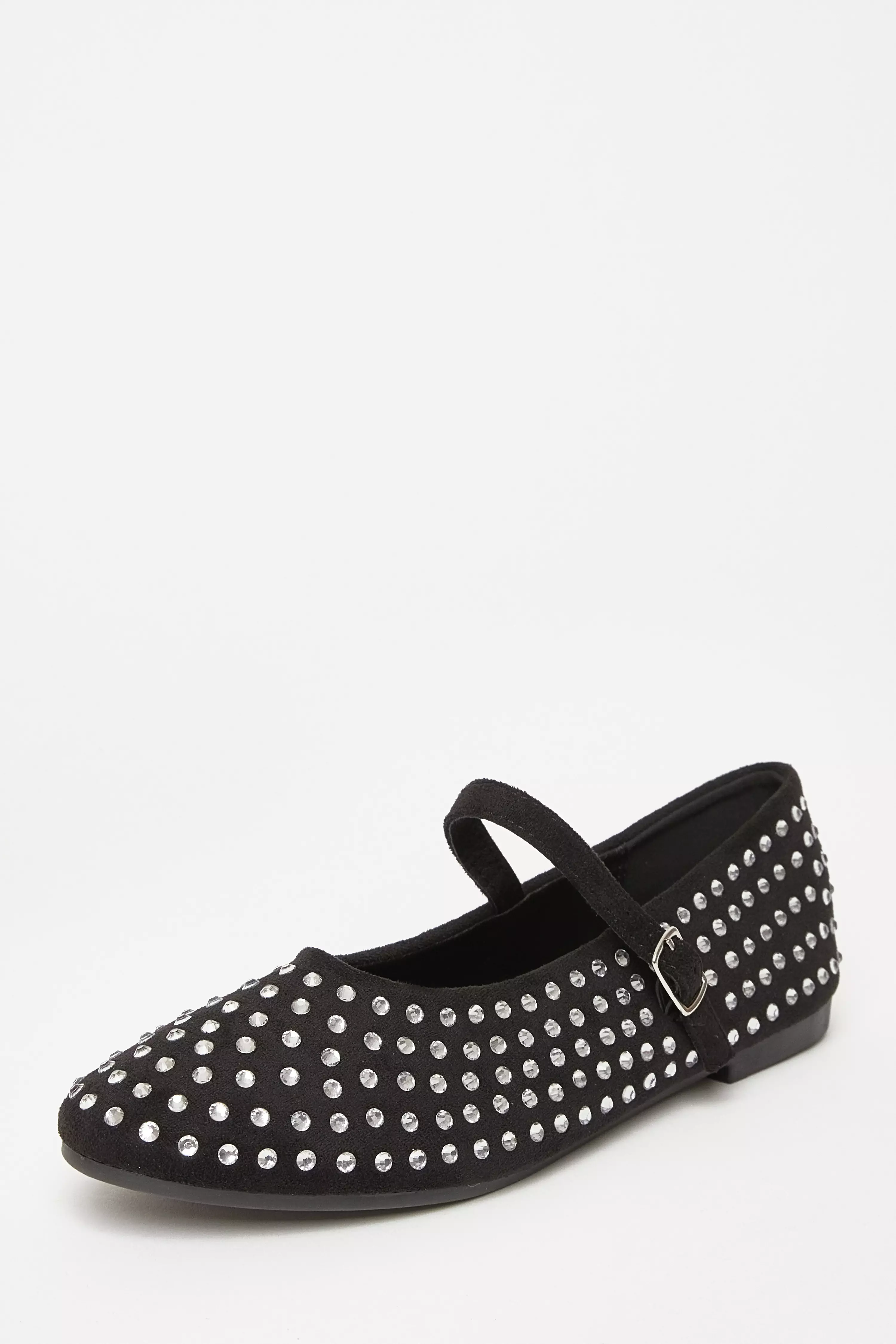 Black Diamante Ballet Pumps