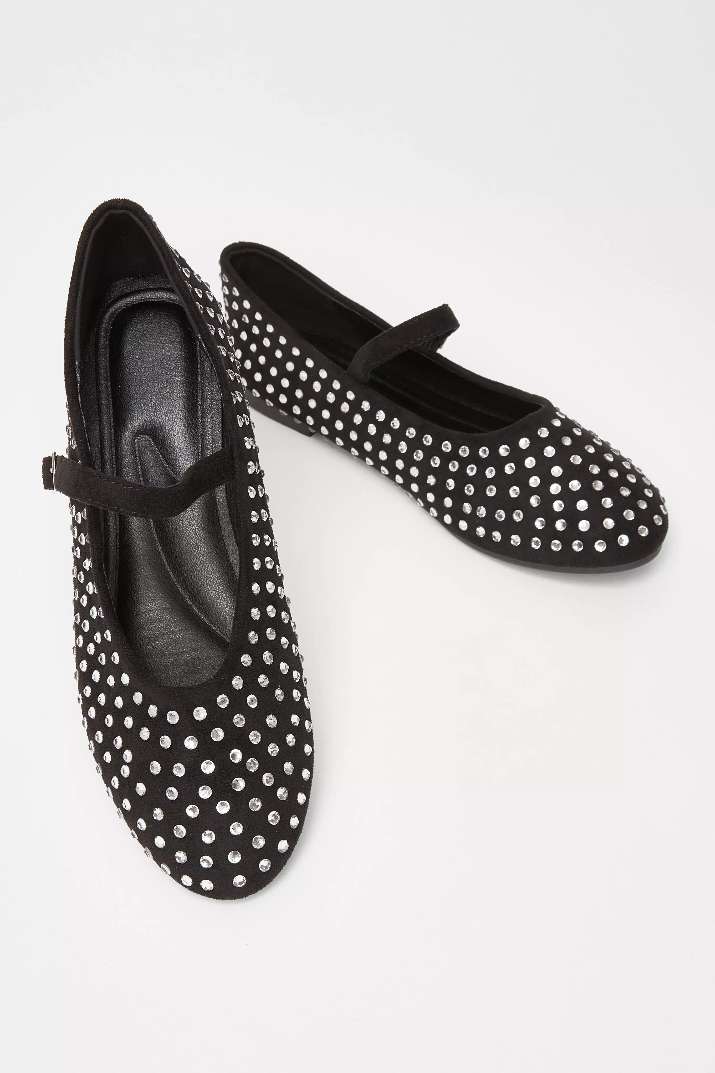 Black Diamante Ballet Pumps