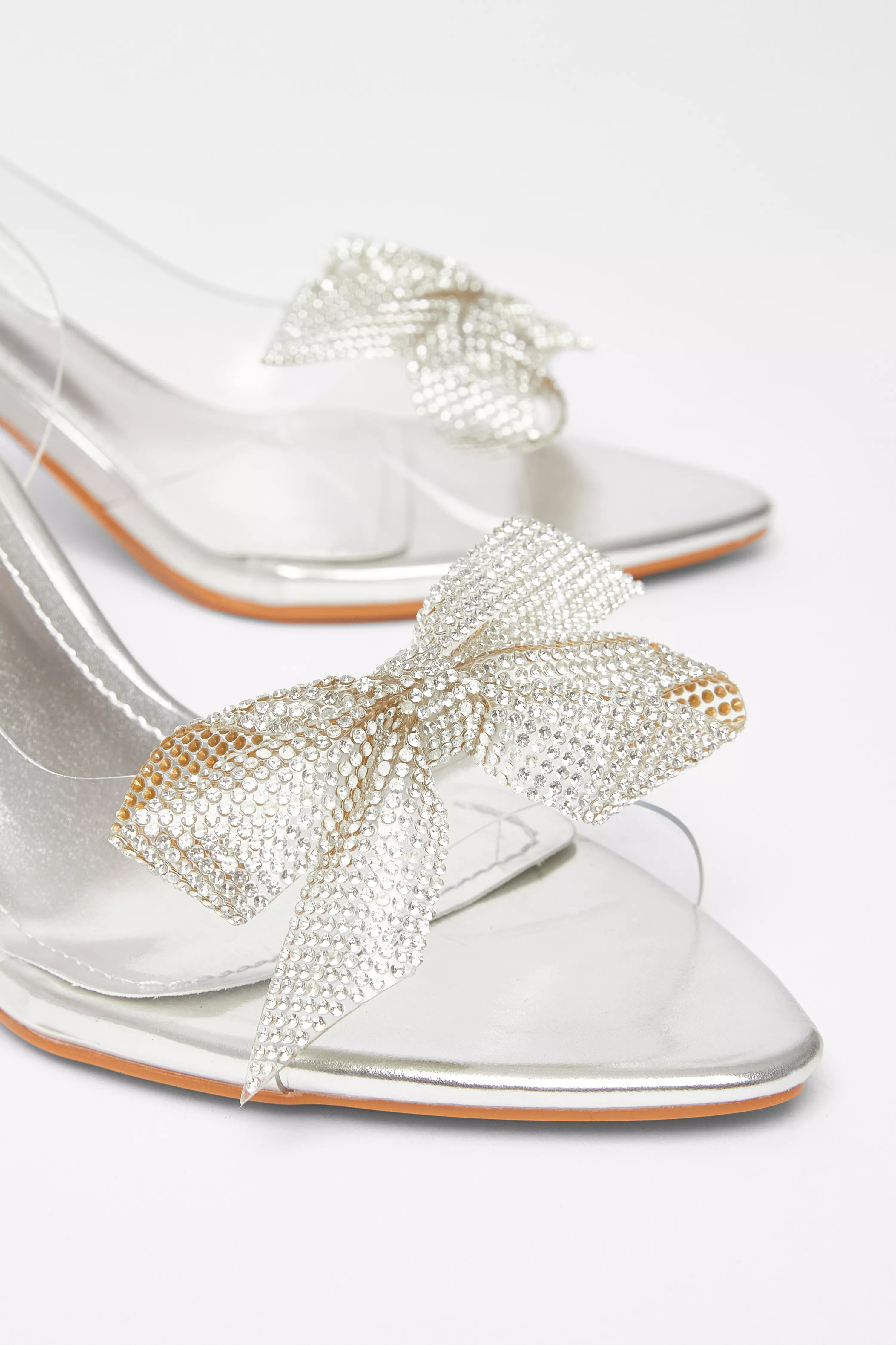 Silver Diamante Bow Heels