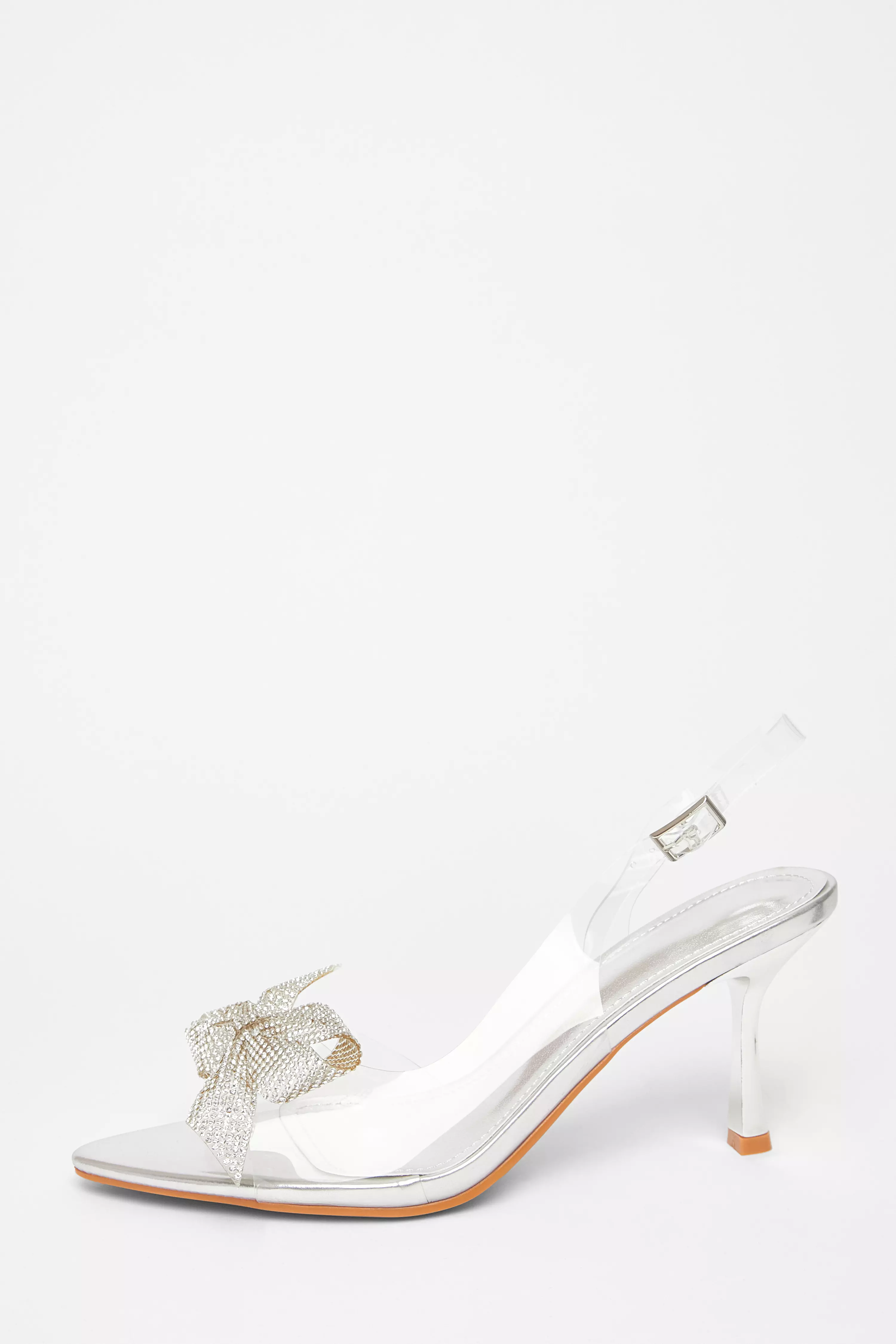 Silver Diamante Bow Heels