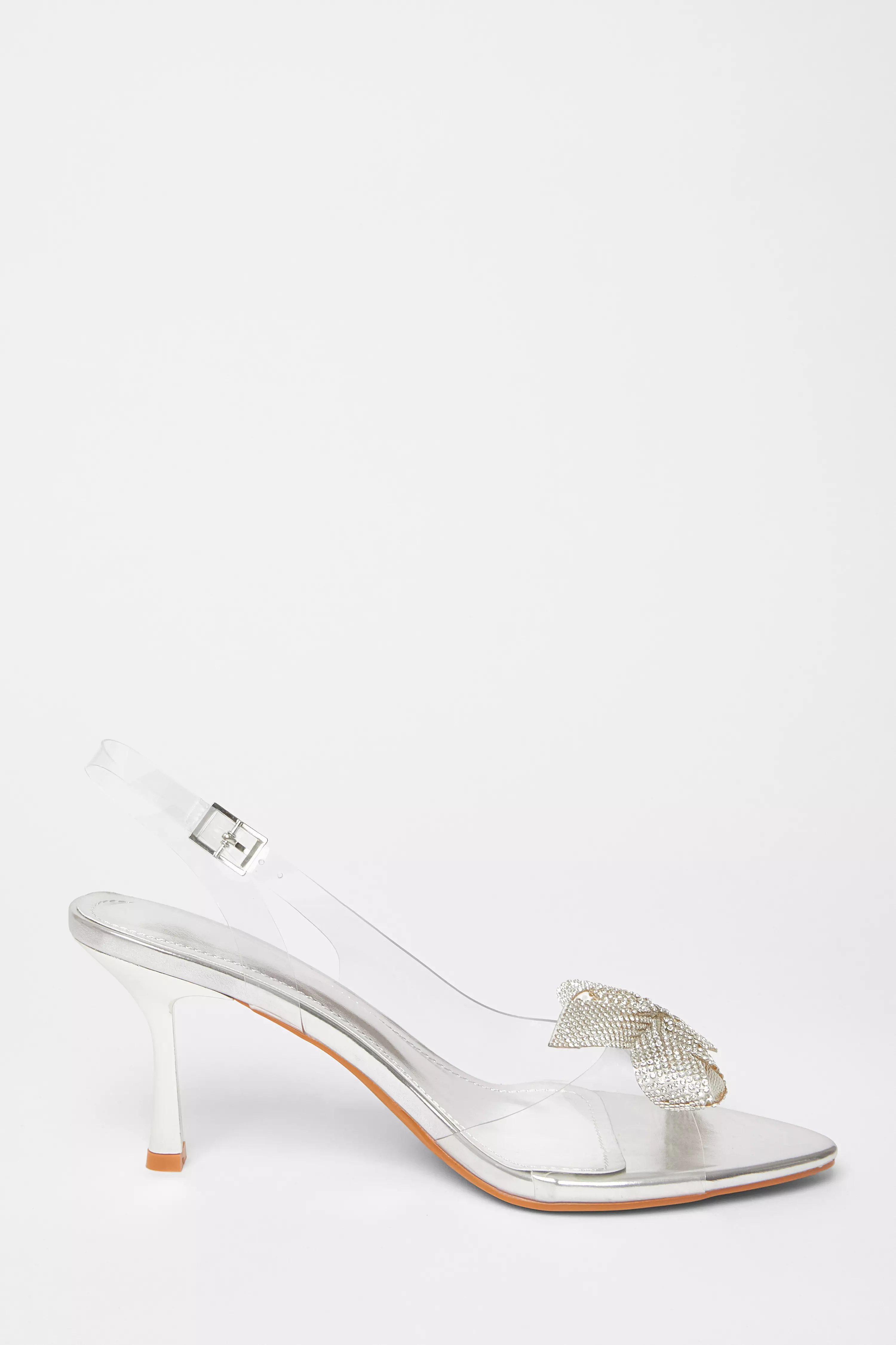 Silver Diamante Bow Heels