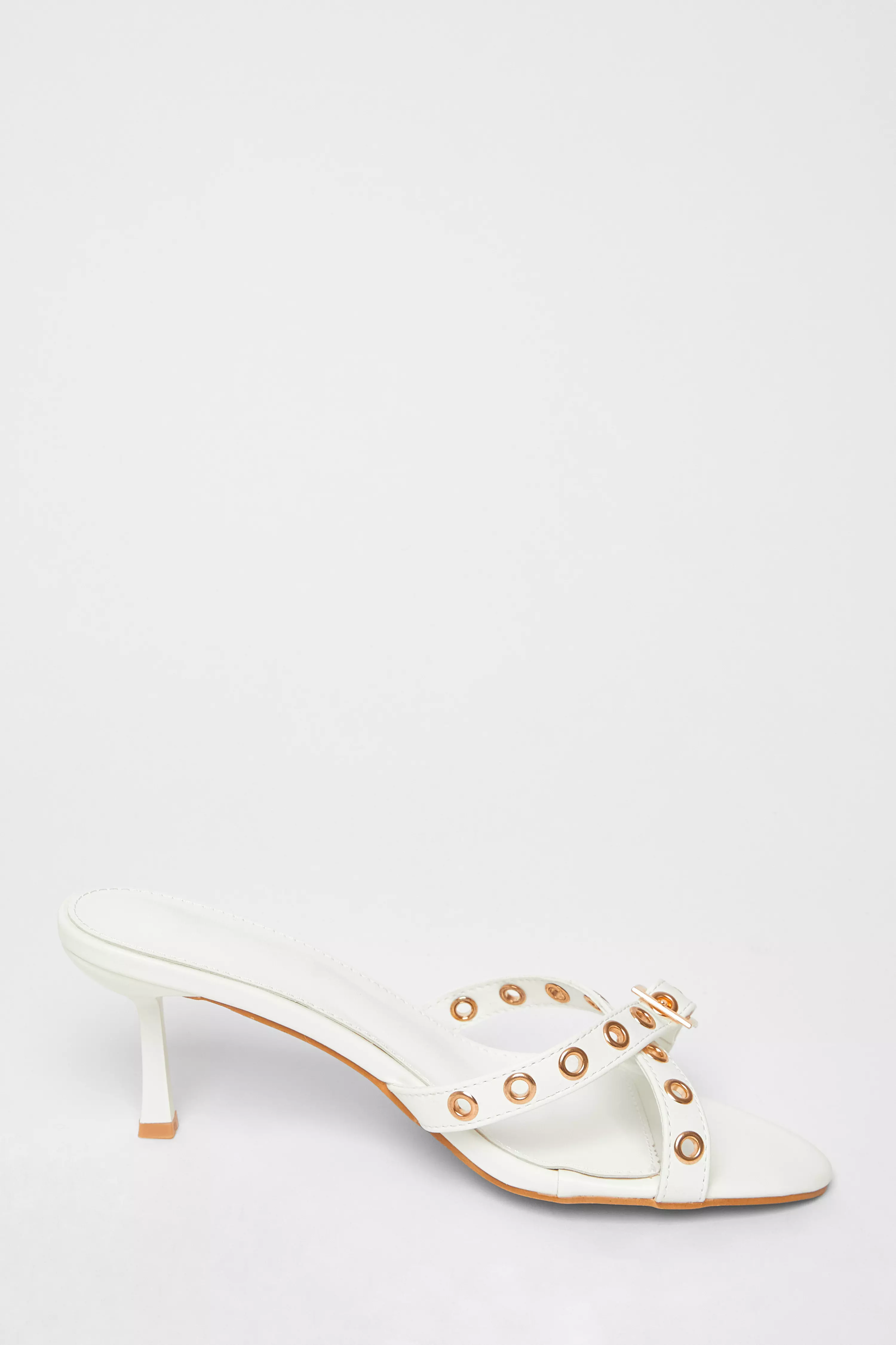 White Buckle Mule Heels