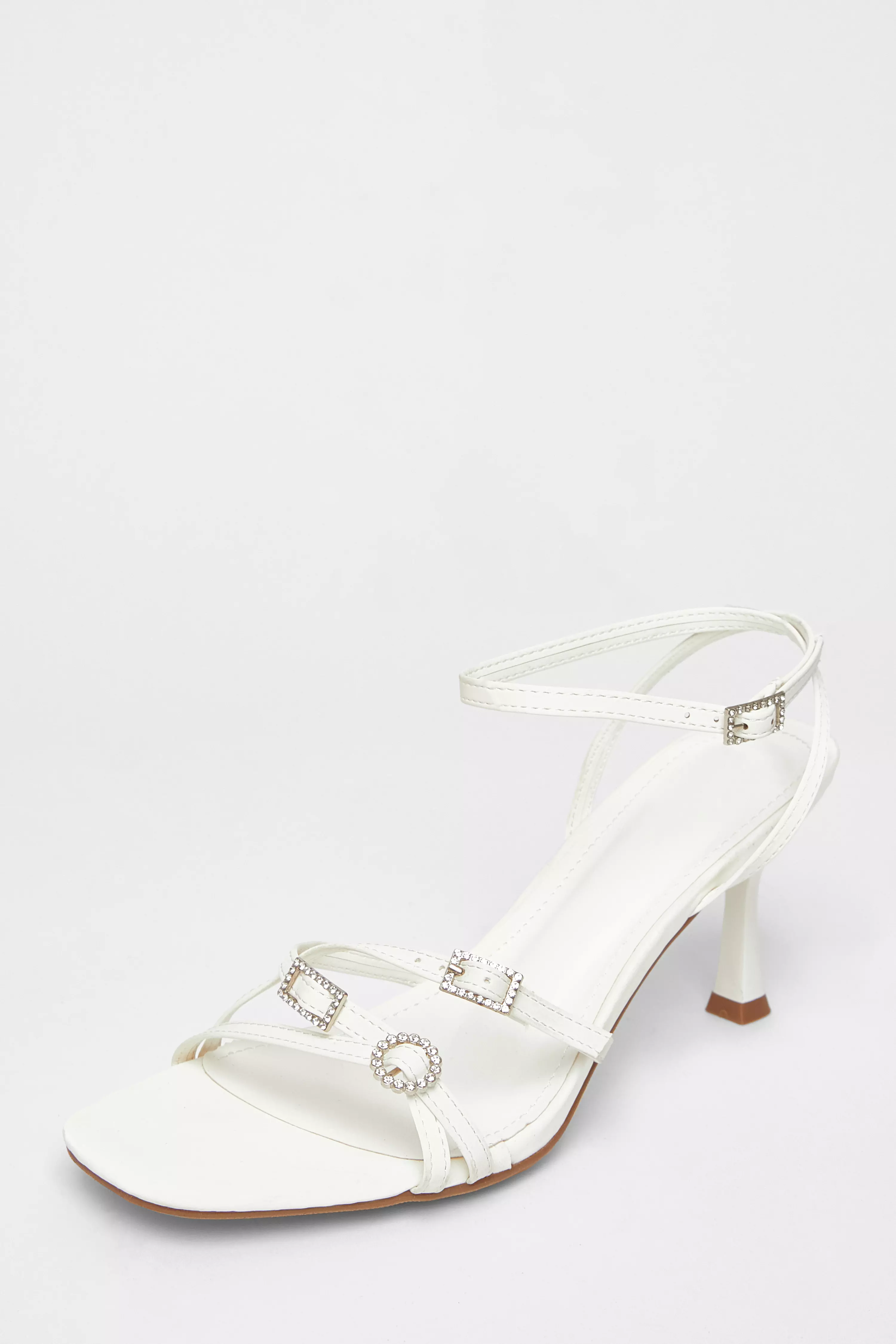 White Buckle Strap Heels