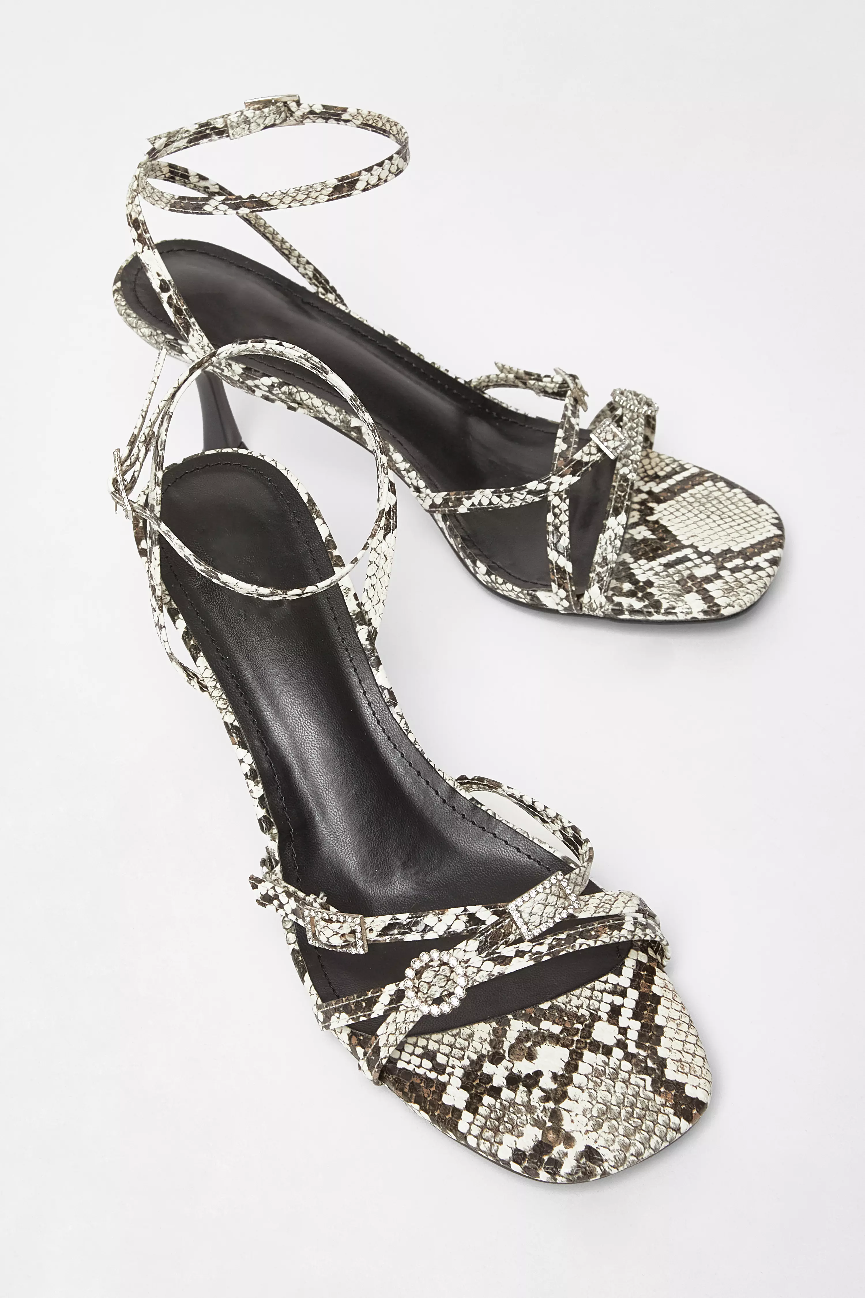 Snake Print Buckle Strap Heels